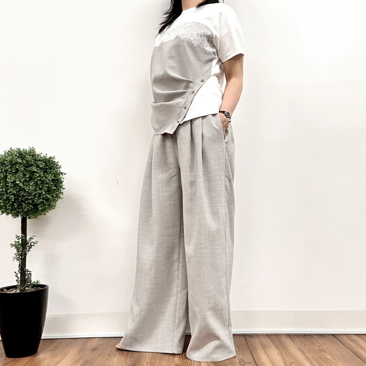 MONiLE レース付麻タッチコンビTシャツ - 画像3