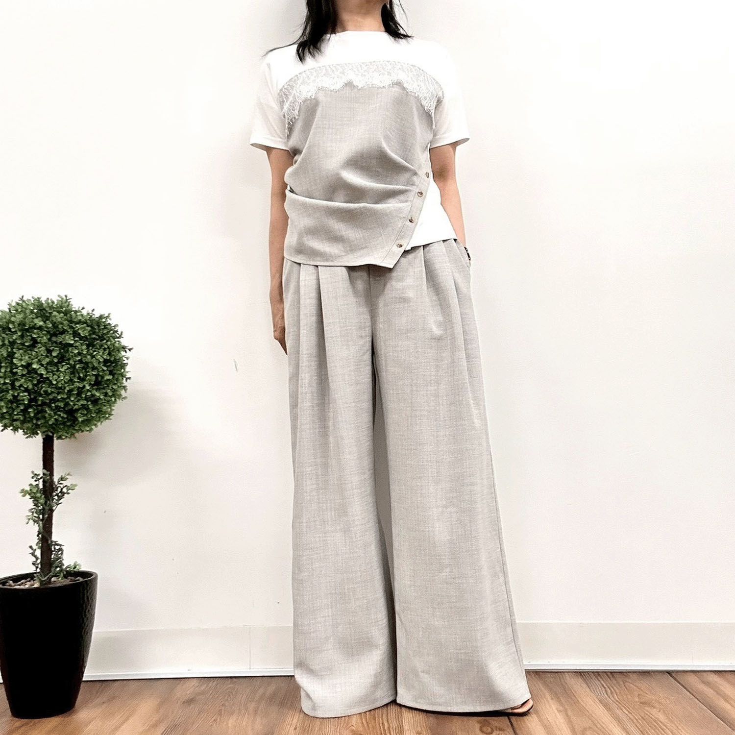 MONiLE 麻タッチタックパンツ - 画像3