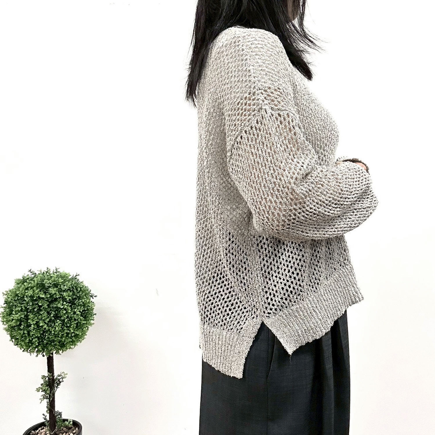 MONiLE 透かし編み長袖ニット - 画像4