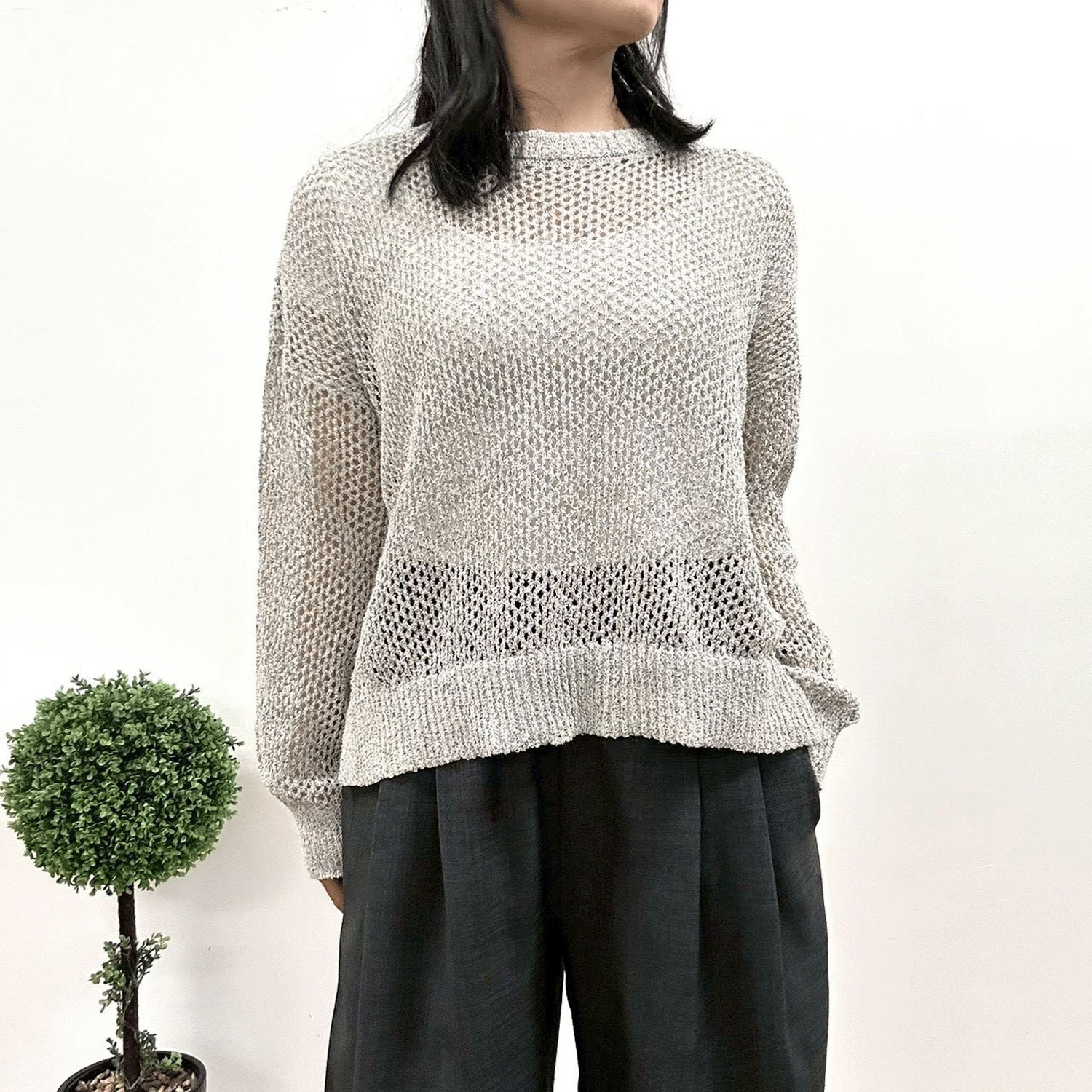 MONiLE 透かし編み長袖ニット - 画像1