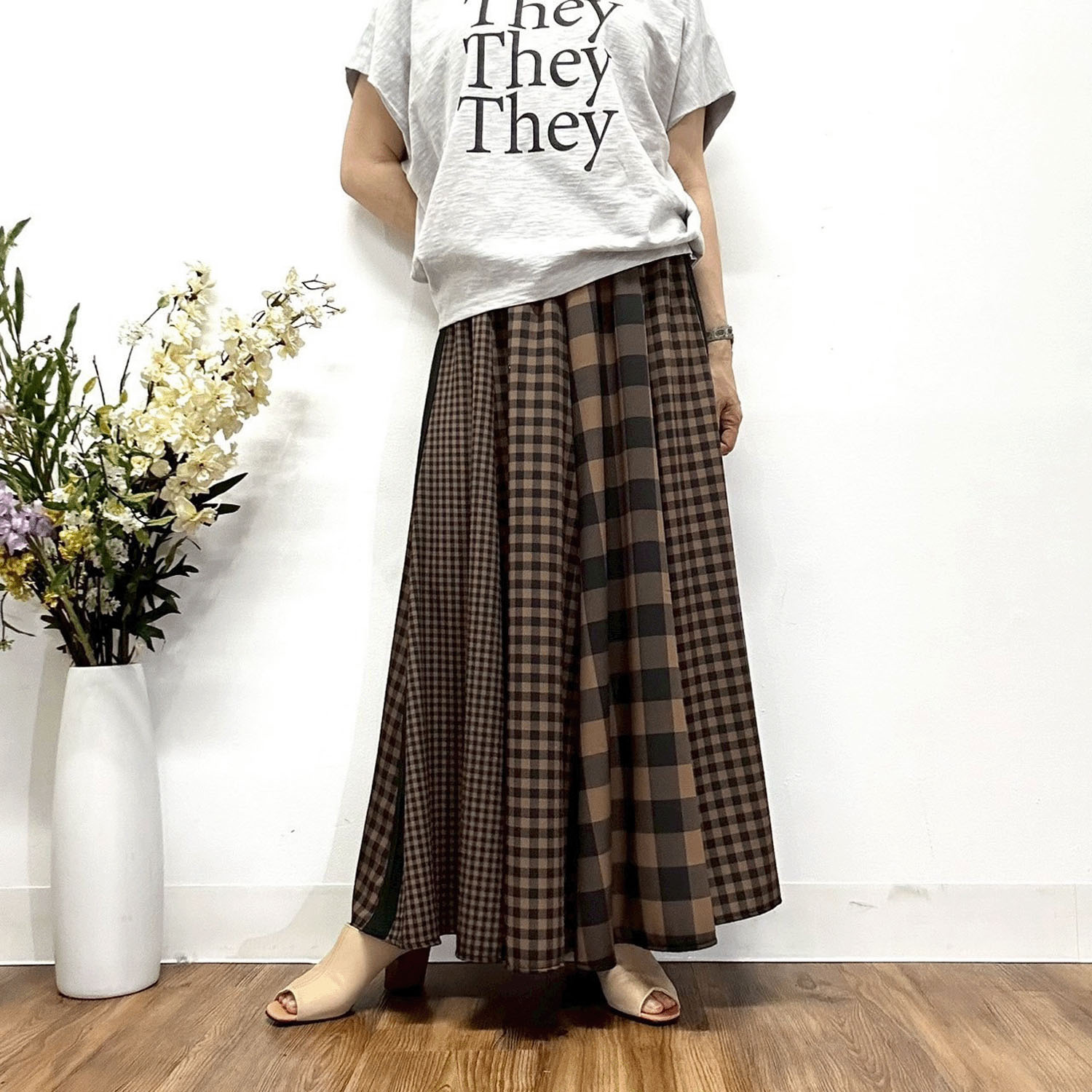 MONiLE ギンガムチェック組み合わせロングスカート - 画像1