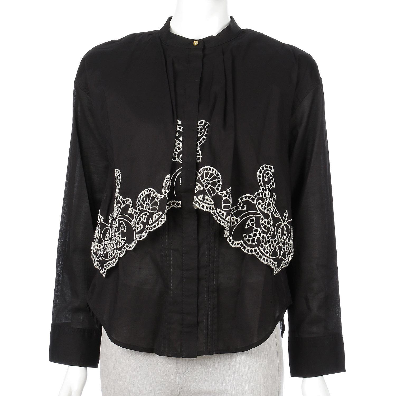 trois 刺繍コットンボイルフラップブラウス - 画像12