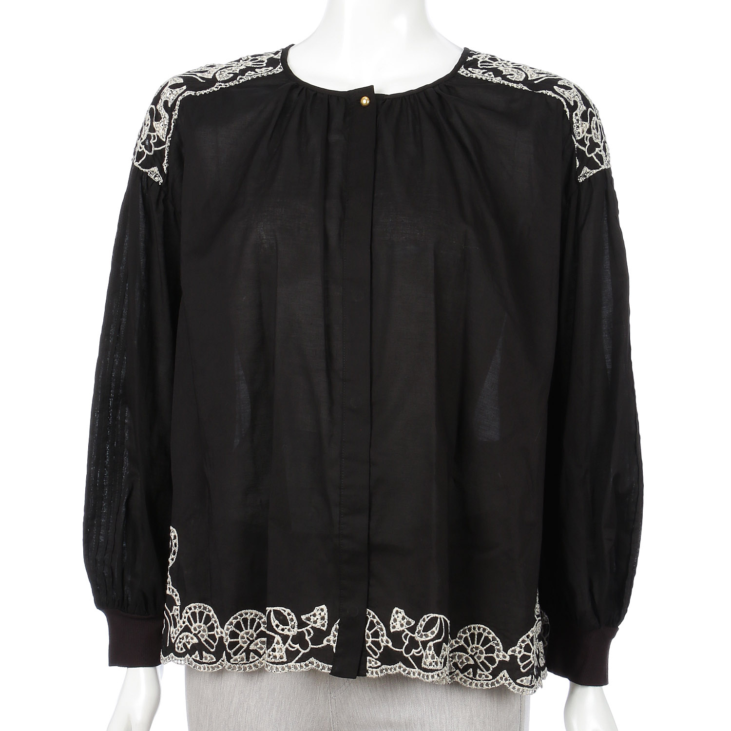 trois 刺繍コットンボイルギャザーブラウス - 画像11