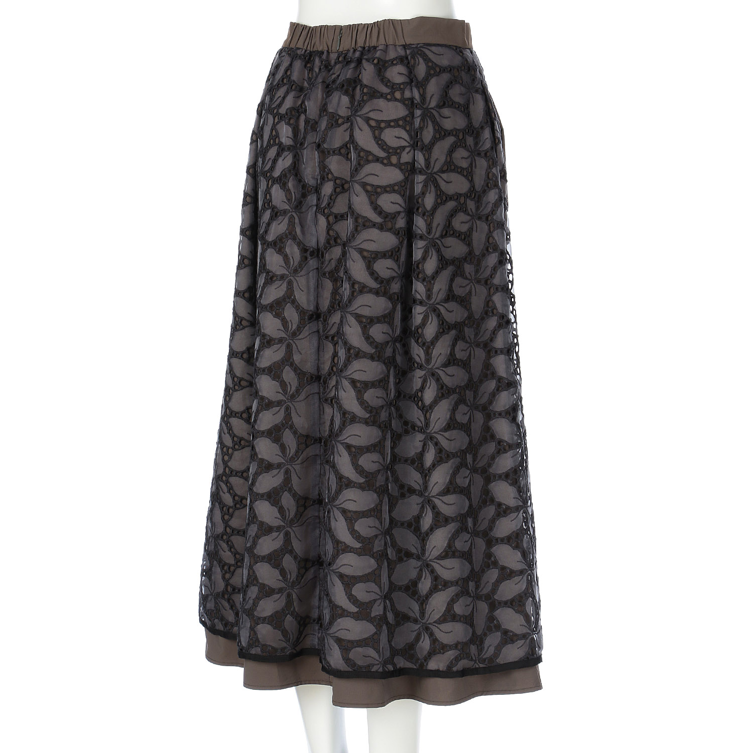 trois オーガンジーレース×ツイルレイヤードスカート - 画像6