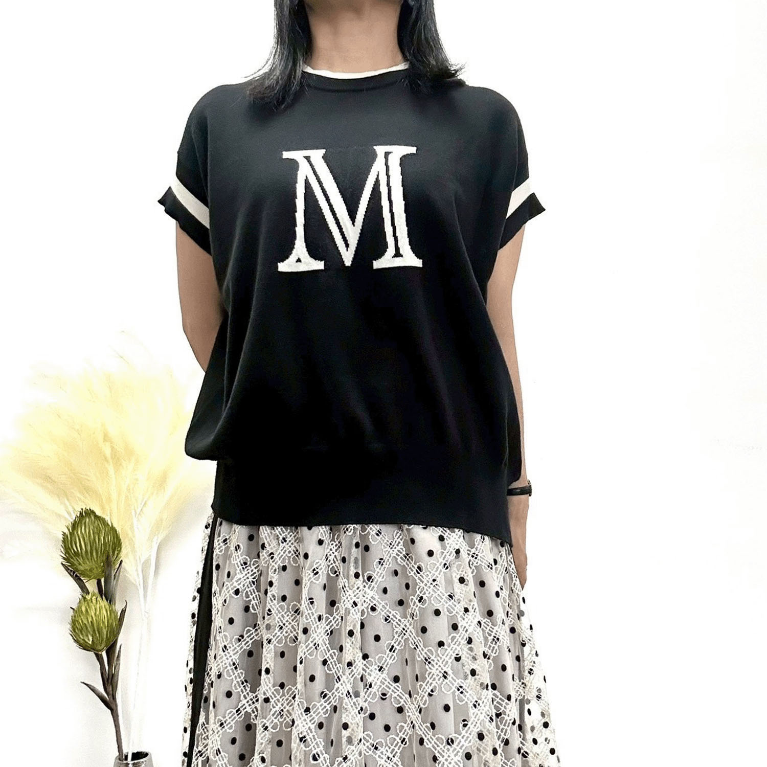 【Insta Live】MONiLE ロゴジャカード半袖ニット - 画像2