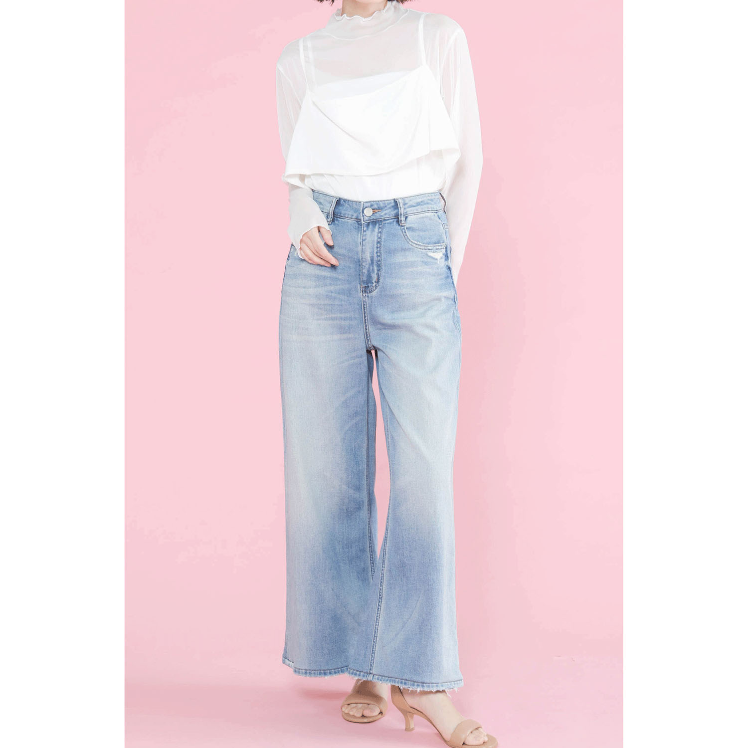 trois ワイドストレートデニムパンツ - 画像5