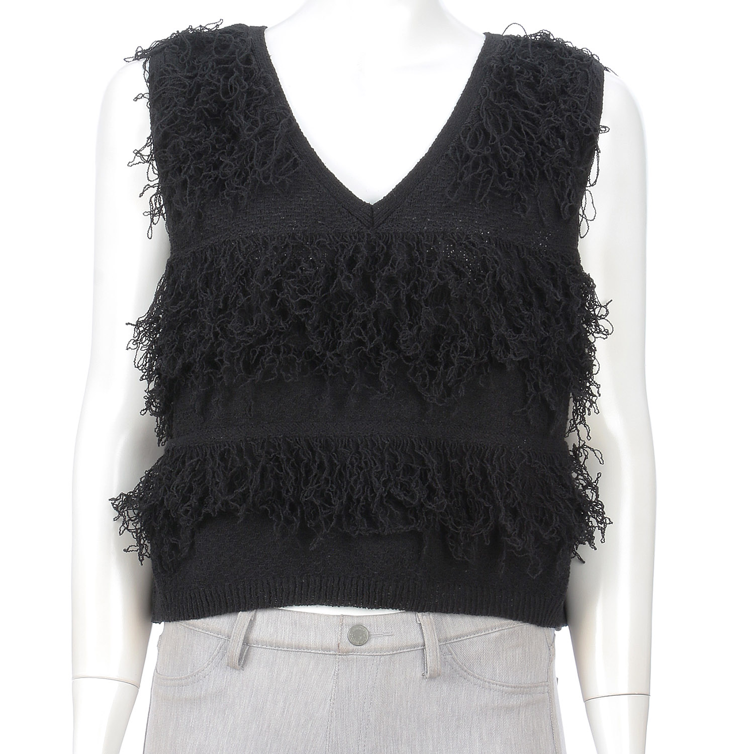 trois ループフリンジショートベスト - 画像2