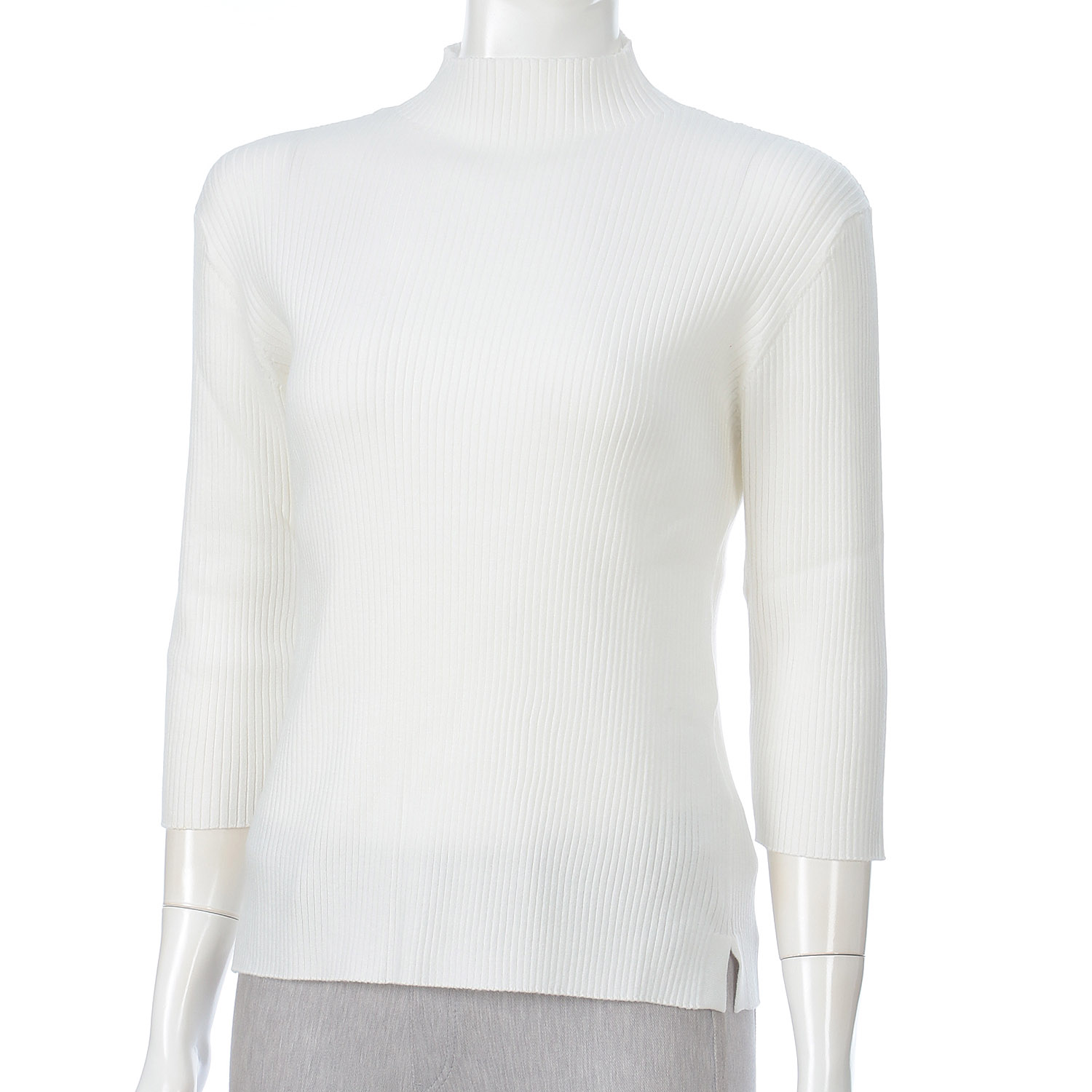 trois テレコ無地＆ボーダー7分袖ハイネックテレコニット - 画像17