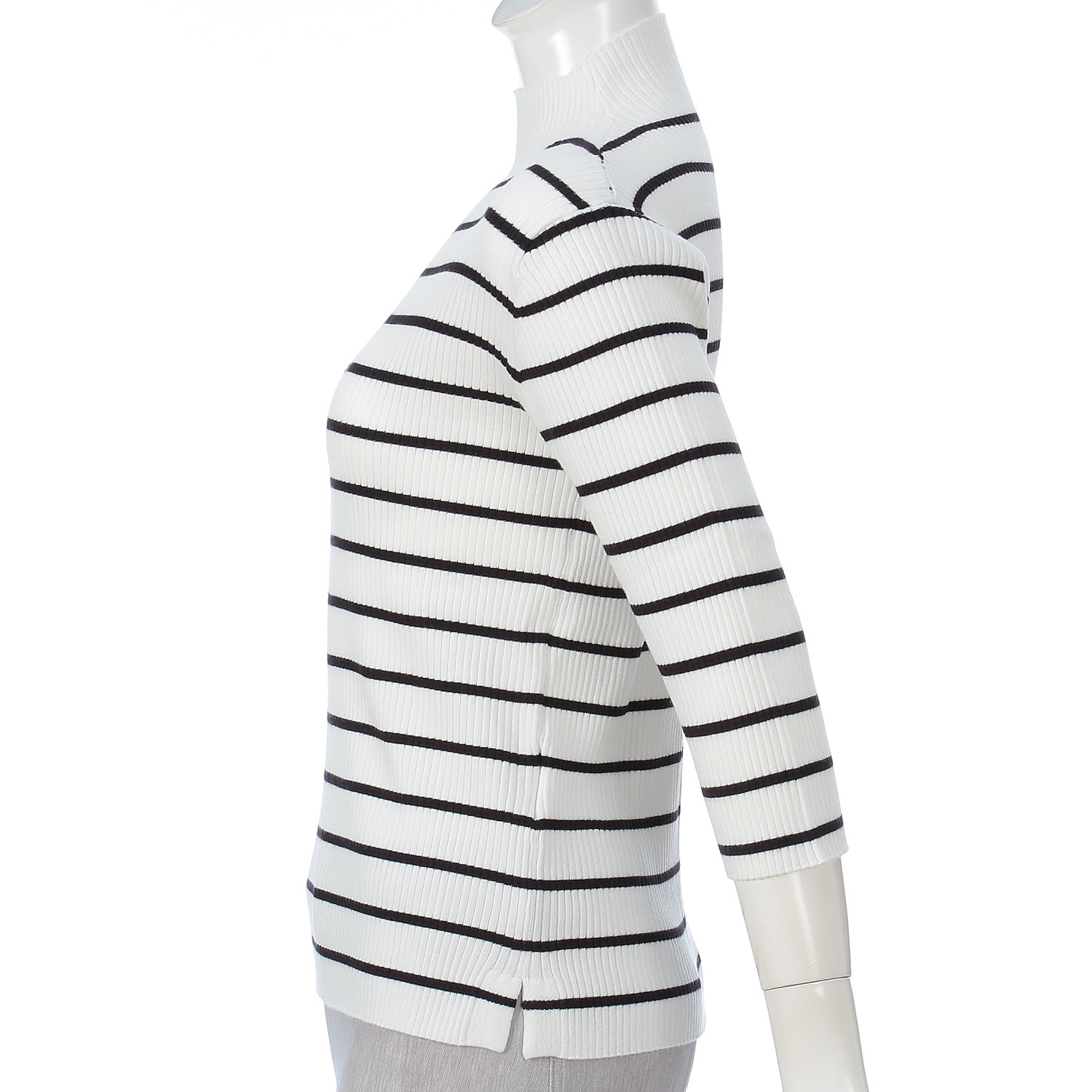 trois テレコ無地＆ボーダー7分袖ハイネックテレコニット - 画像10