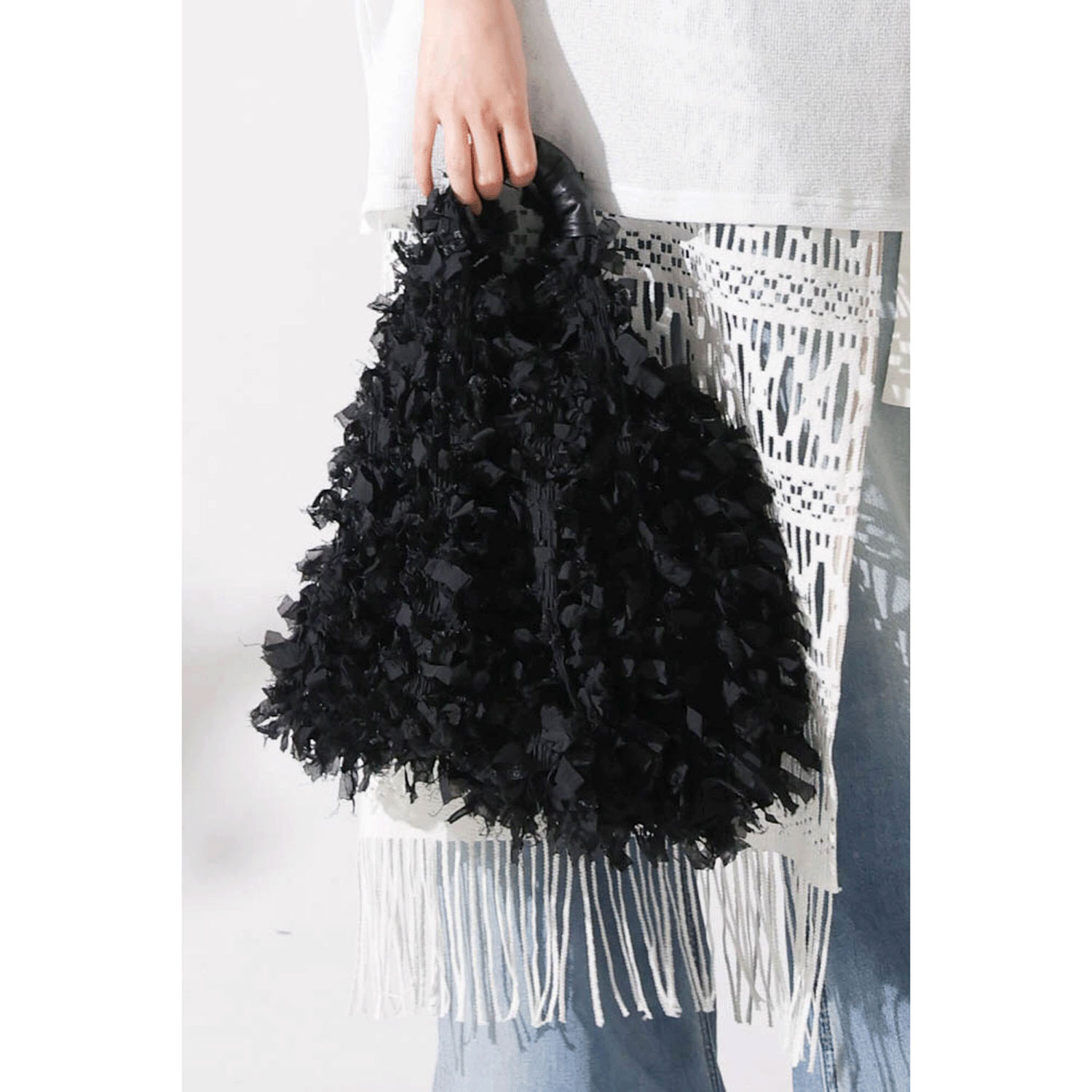 trois フリンジレースミニバッグ - 画像4