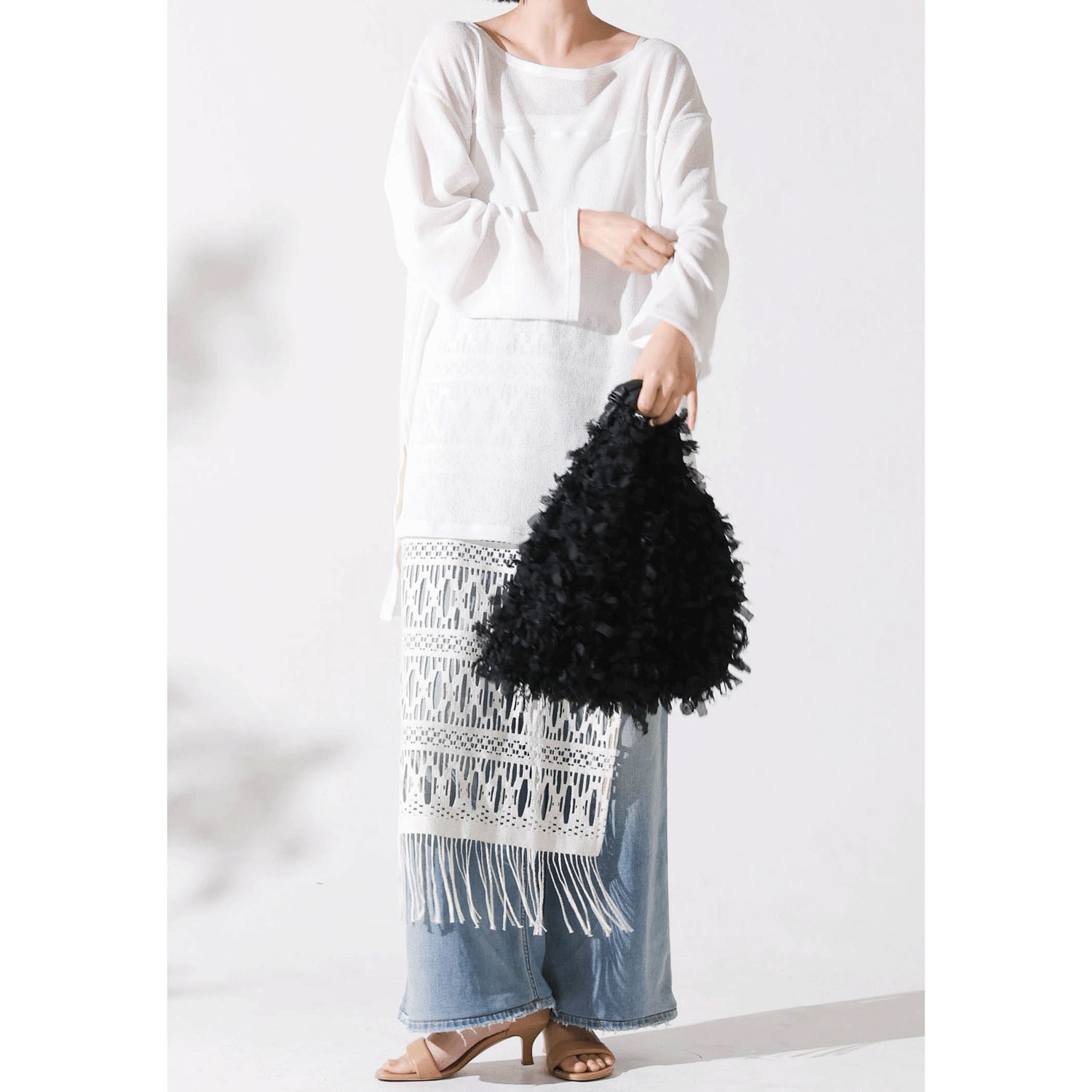 trois フリンジレースミニバッグ - 画像6