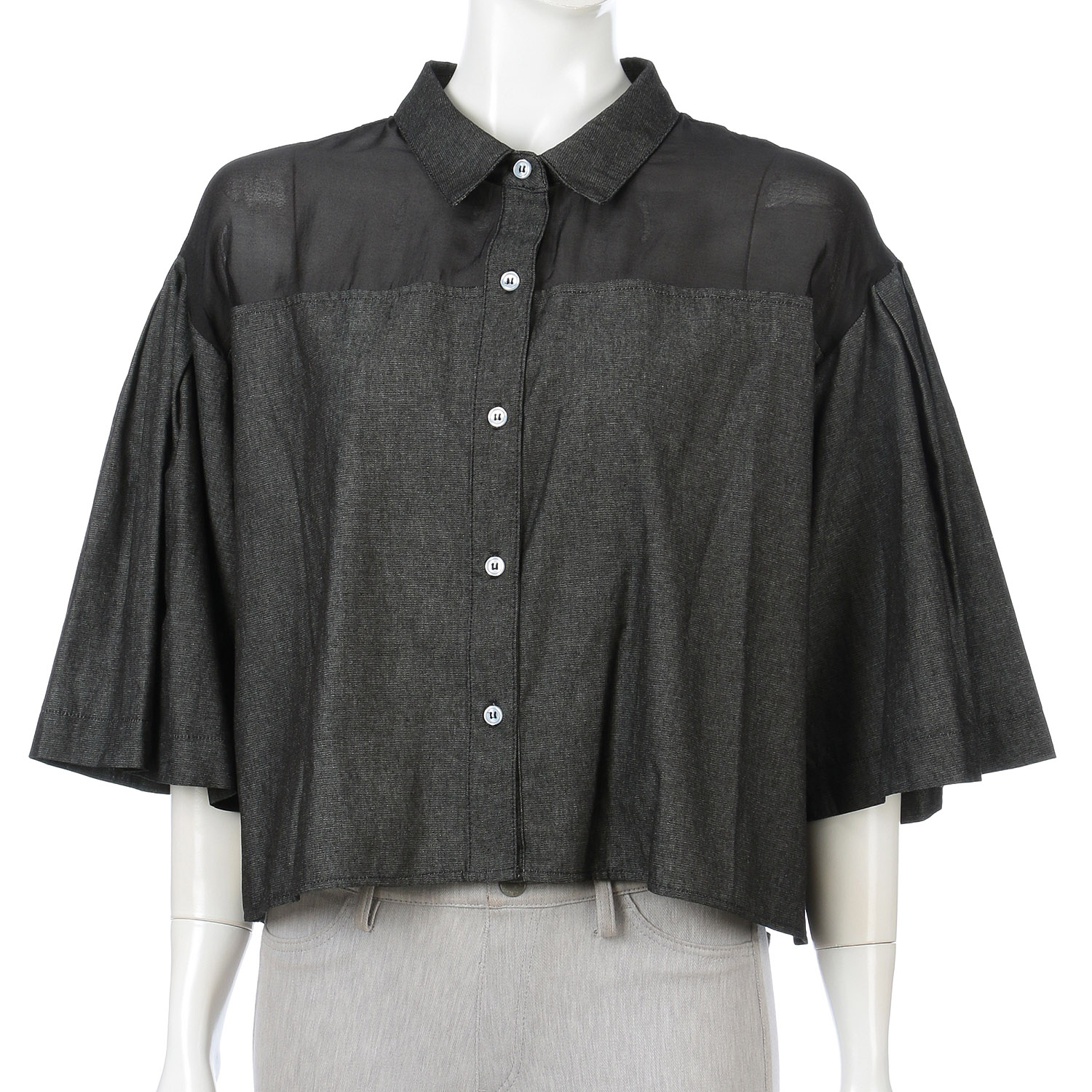 タックフレアスリーブショート丈シャツ - 画像2