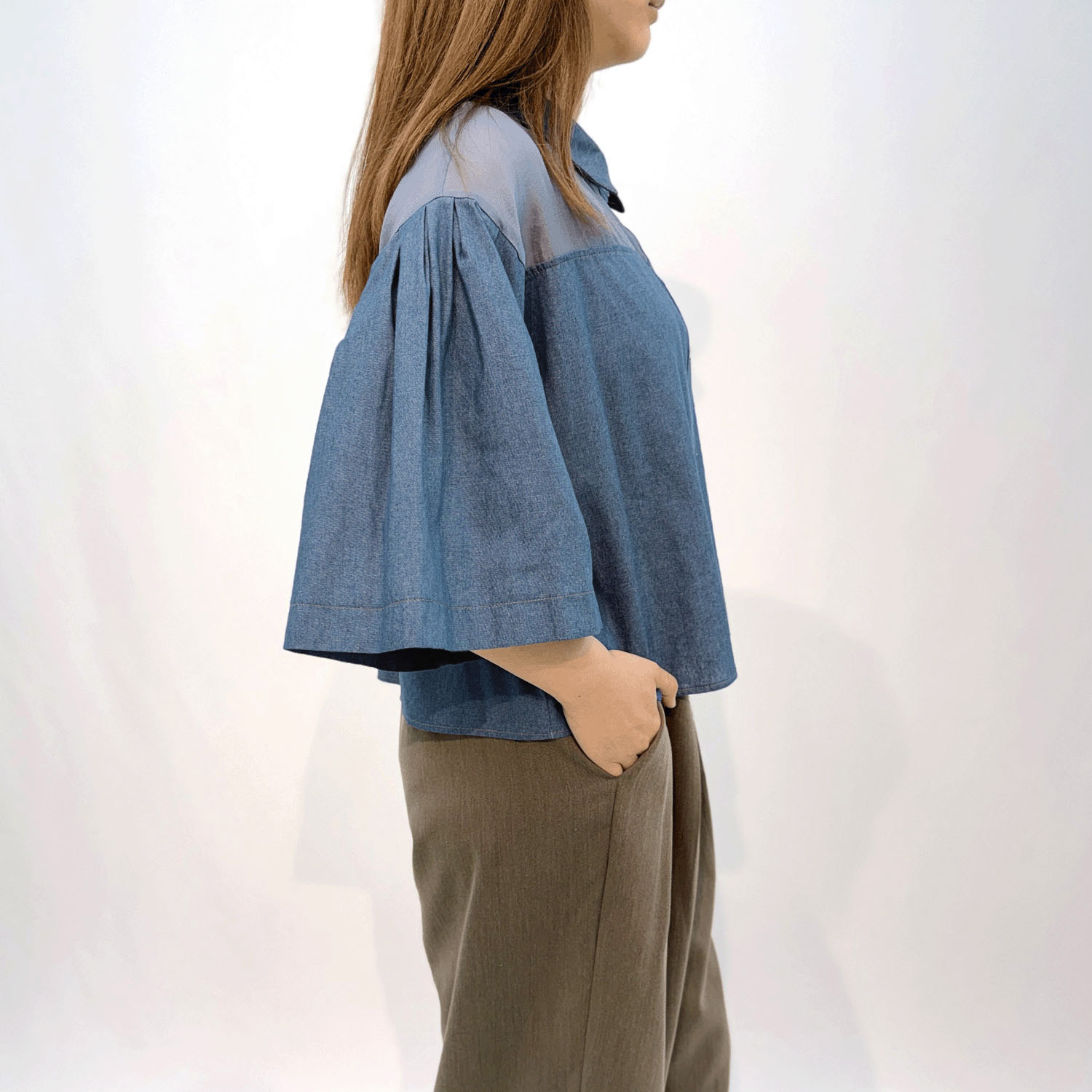 タックフレアスリーブショート丈シャツ - 画像4