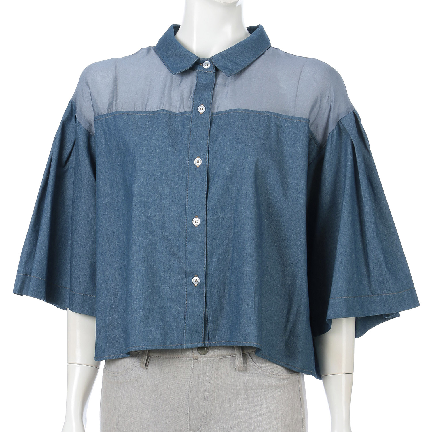 タックフレアスリーブショート丈シャツ - 画像6