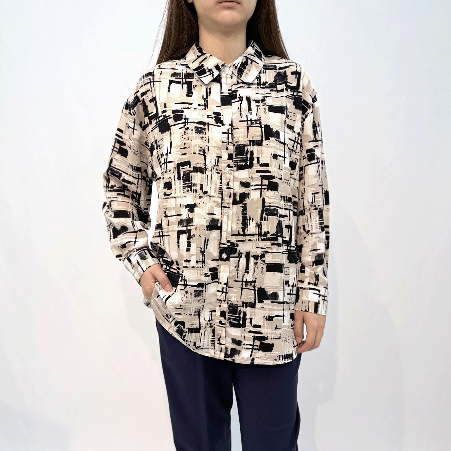 アート柄ビッグシャツ