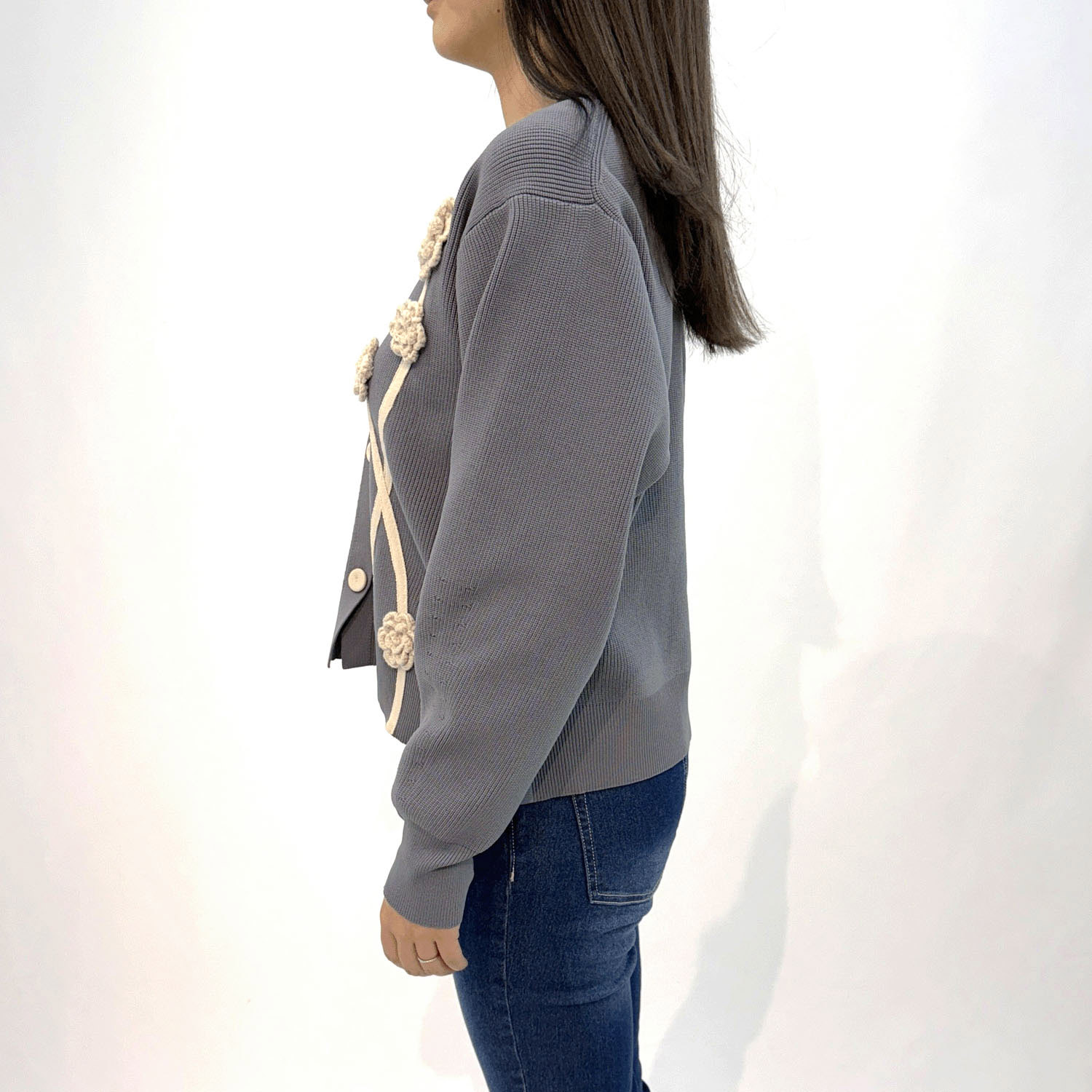 コード刺繍カーディガン - 画像4