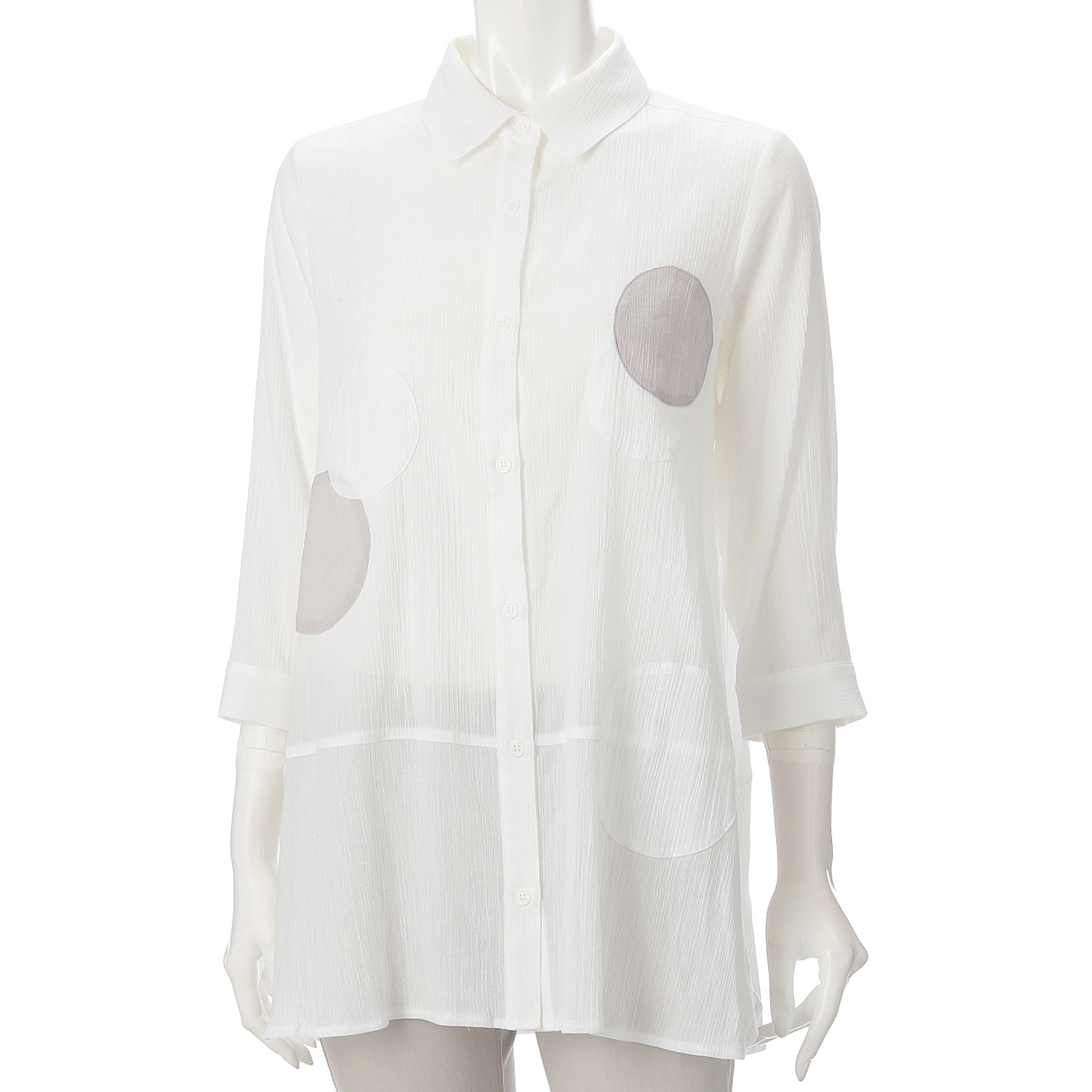 ドットモチーフロングブラウス - 画像1