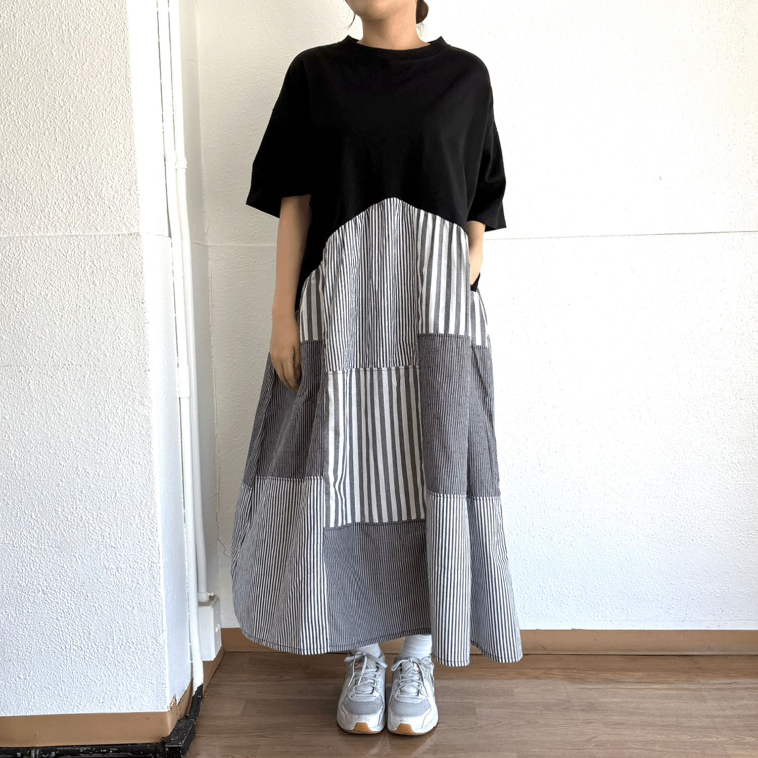 LUPILIEN ストライプ切替ワンピース - 画像1