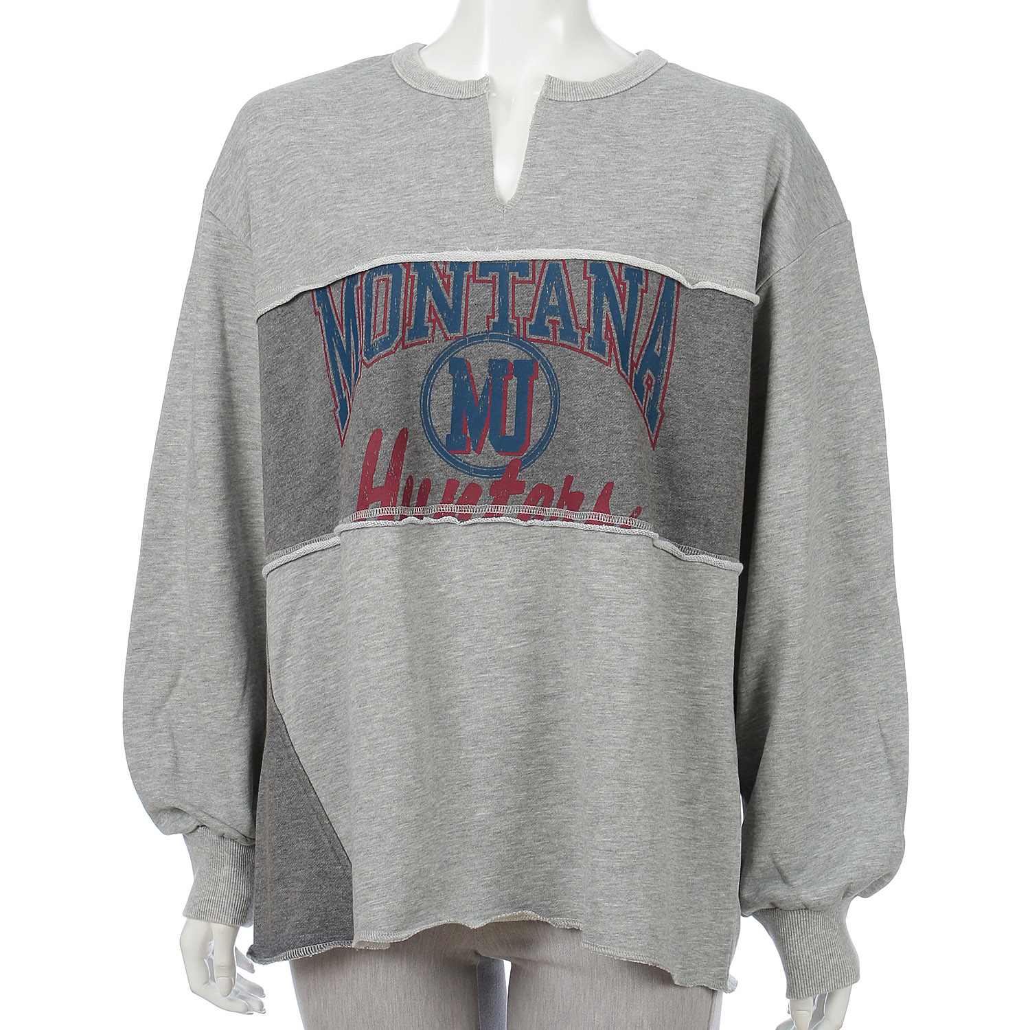 【新ブランド】CUBE SUGAR 裏毛パウダー加工 スウェット リメイク風切替プルオーバー - 画像1