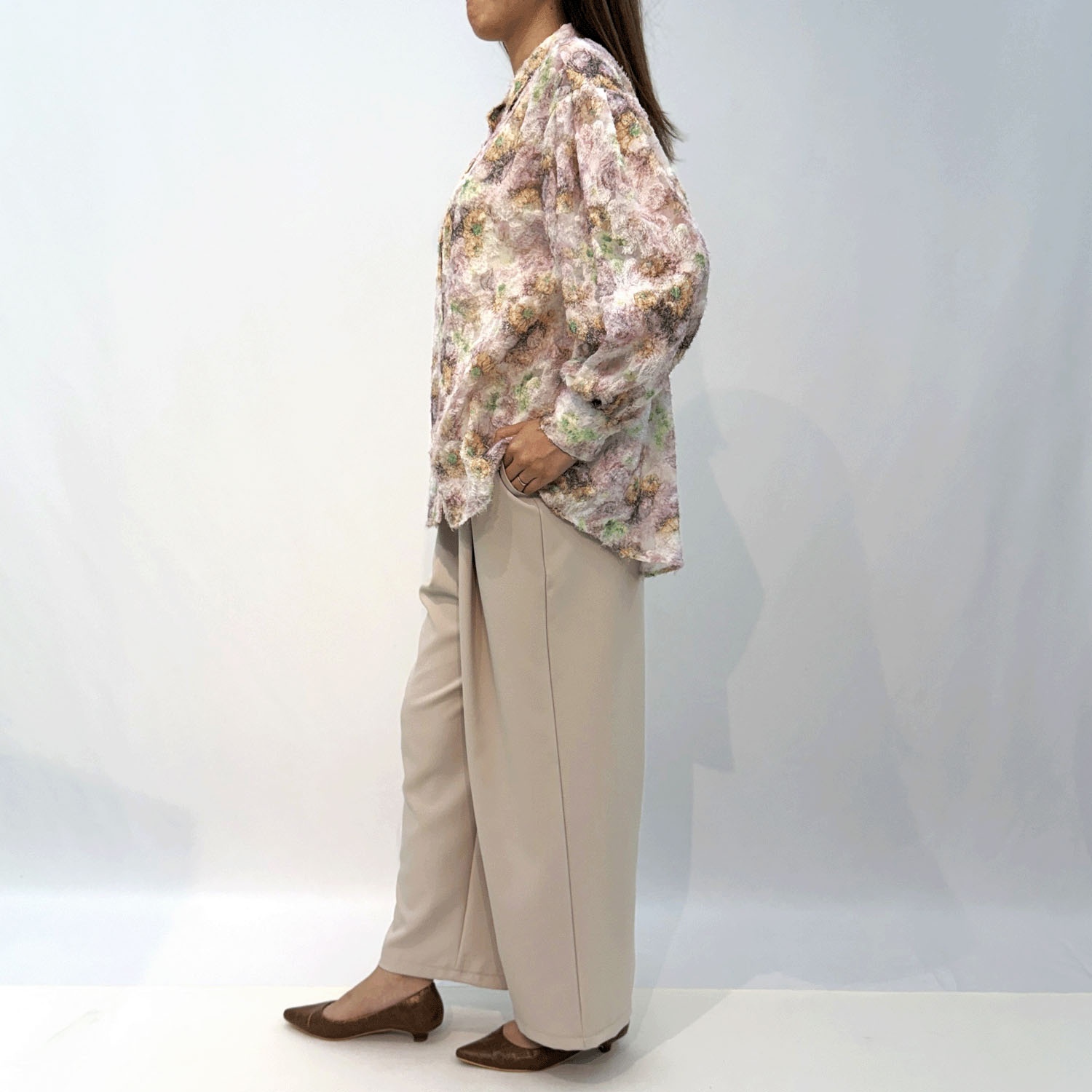 花柄ロングブラウス - 画像5