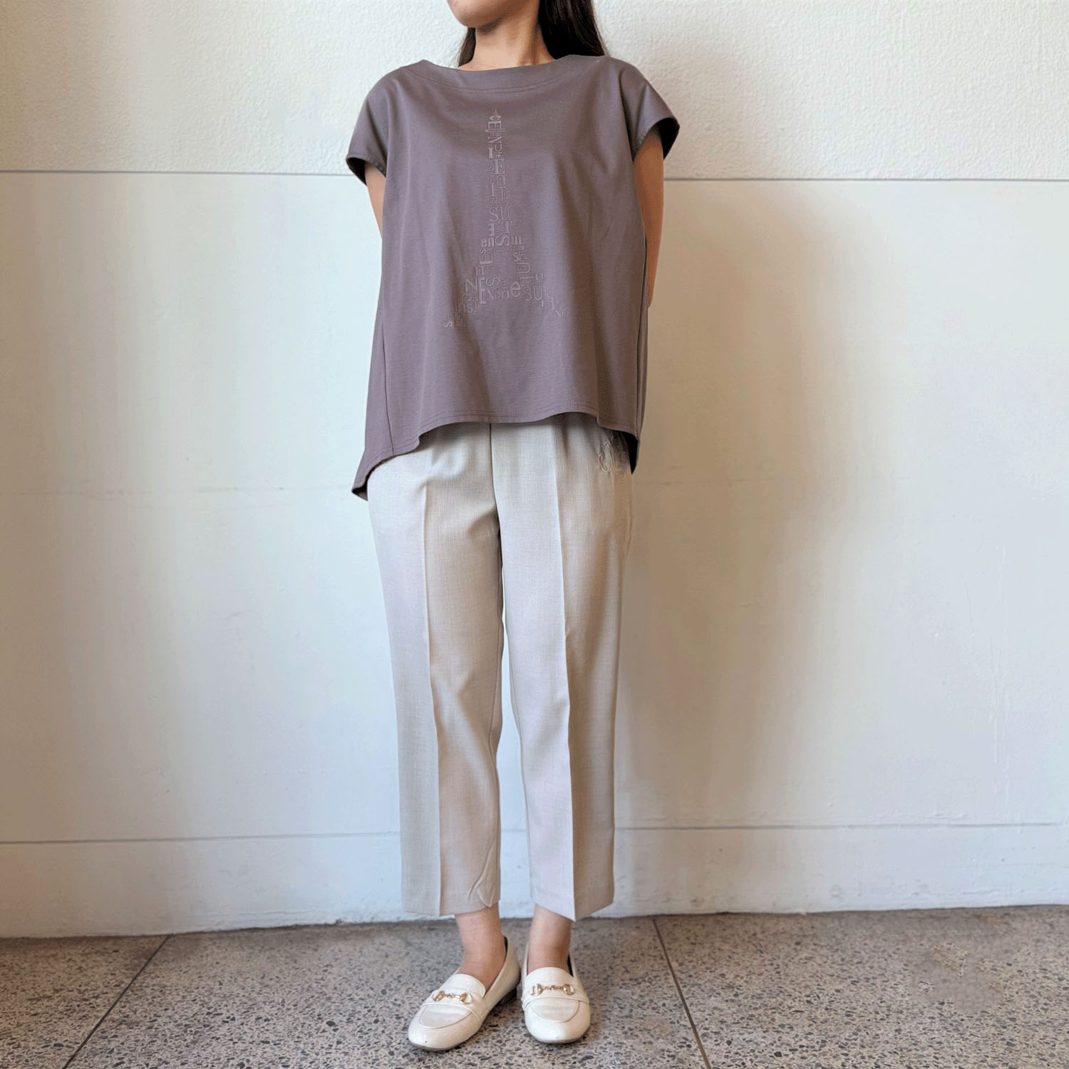 エッフェル塔柄ドロップ袖カットソー - 画像2