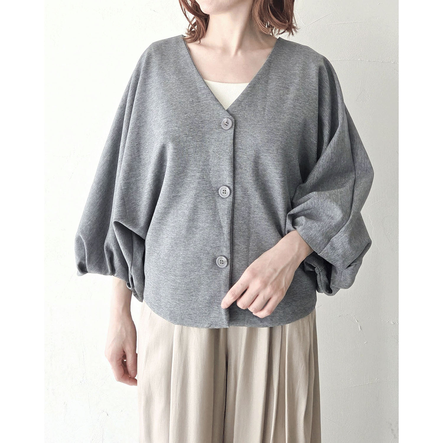 epidemique ボリューム袖ショート丈カーディガン - 画像1