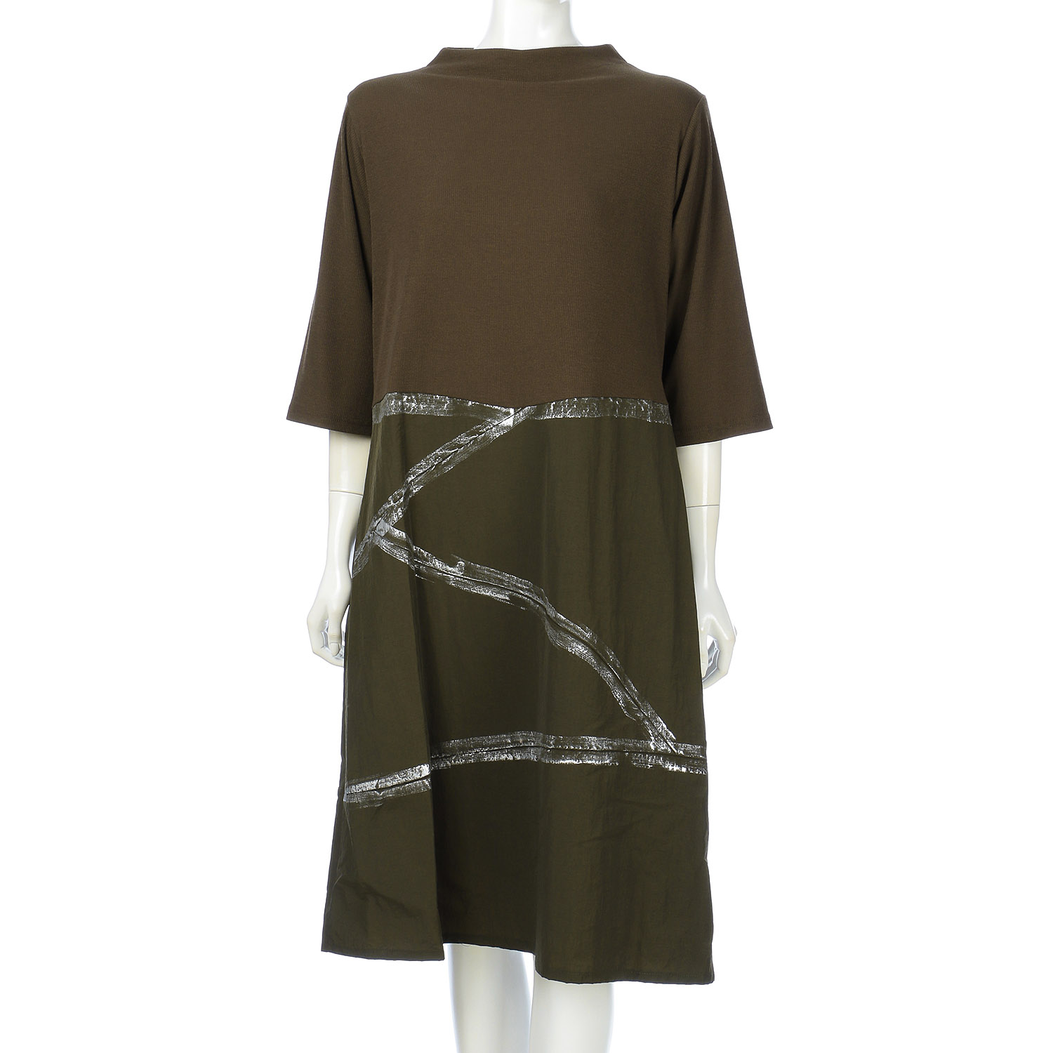 布帛切替え手書きワンピース - 画像7