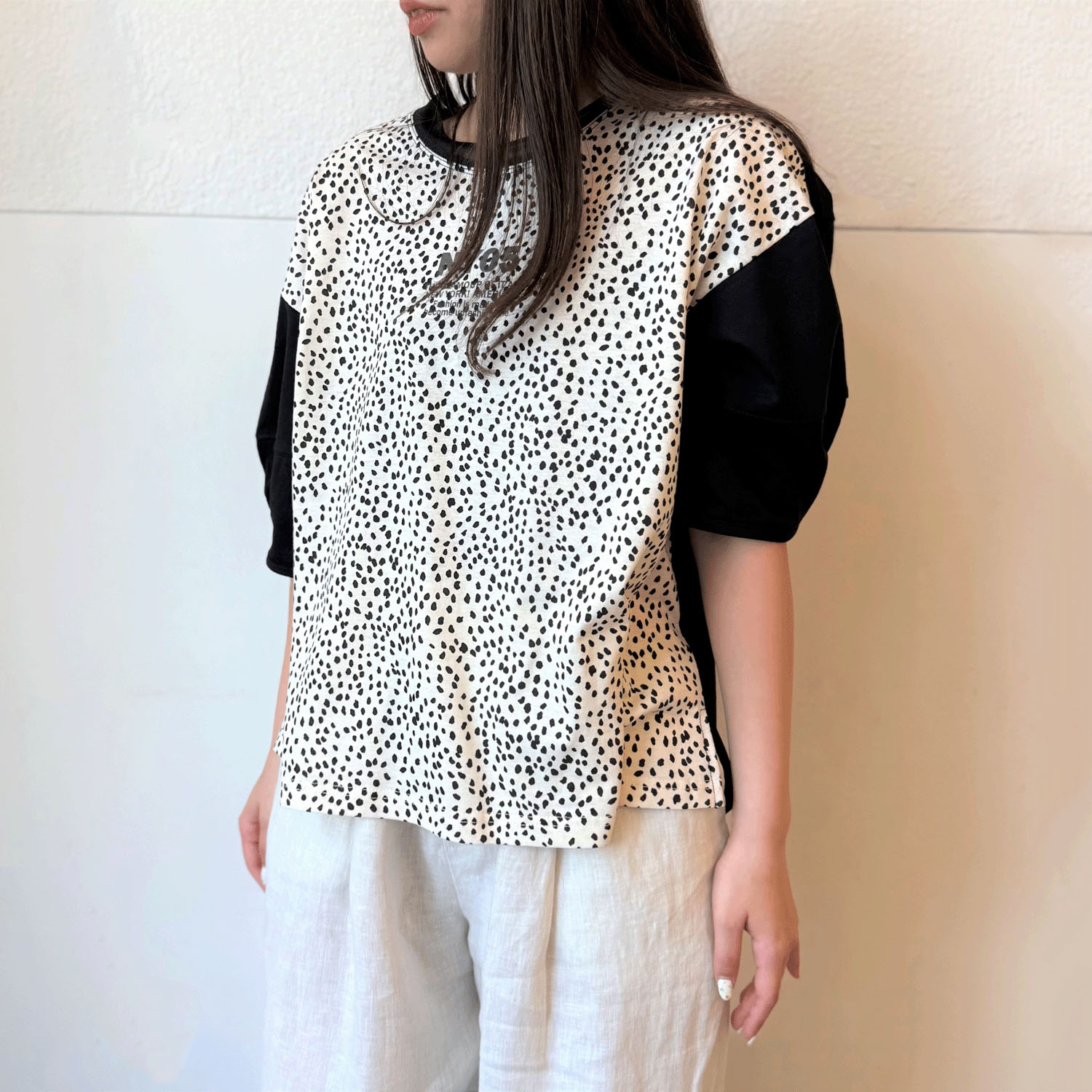 綿天竺×プリント切替ランタンスリーブプルオーバー - 画像10