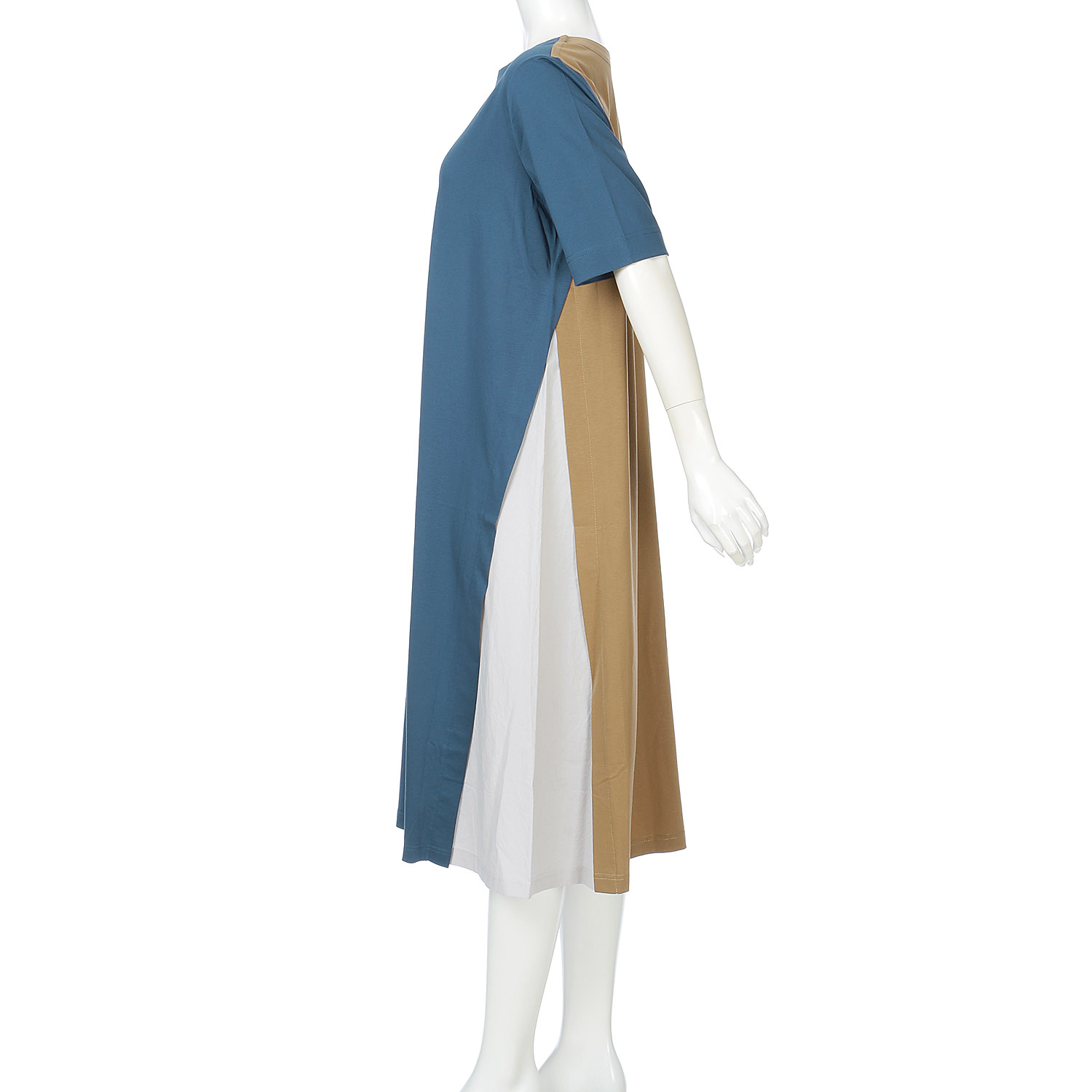 シルケット天竺×布帛配色ワンピース - 画像8