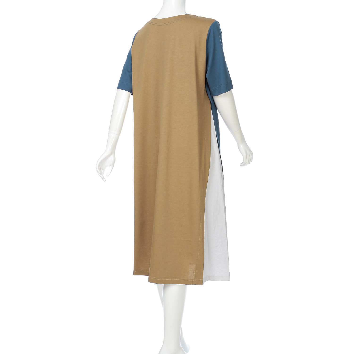 シルケット天竺×布帛配色ワンピース - 画像9