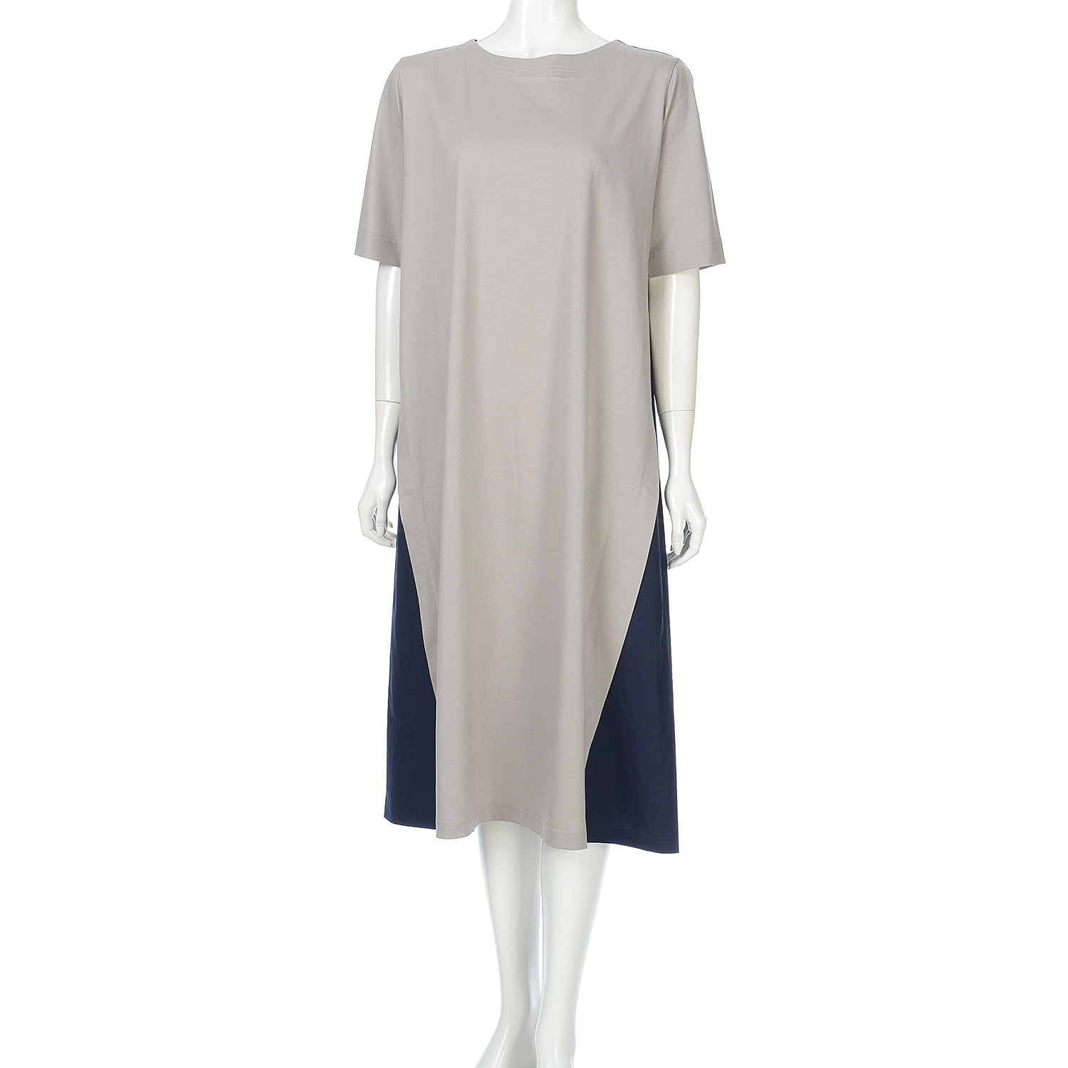 シルケット天竺×布帛配色ワンピース - 画像1