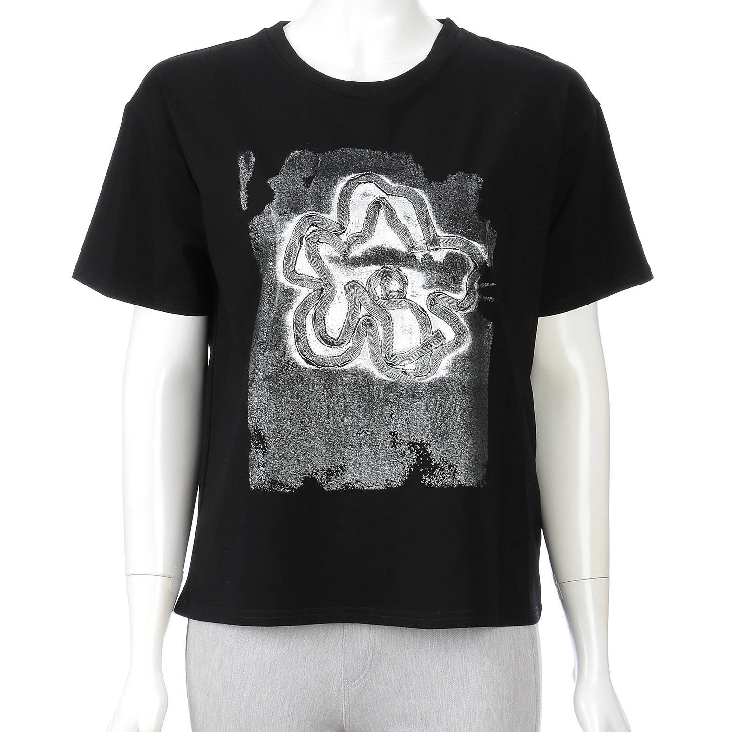 コード刺繍＆箔ペイントTシャツ - 画像2