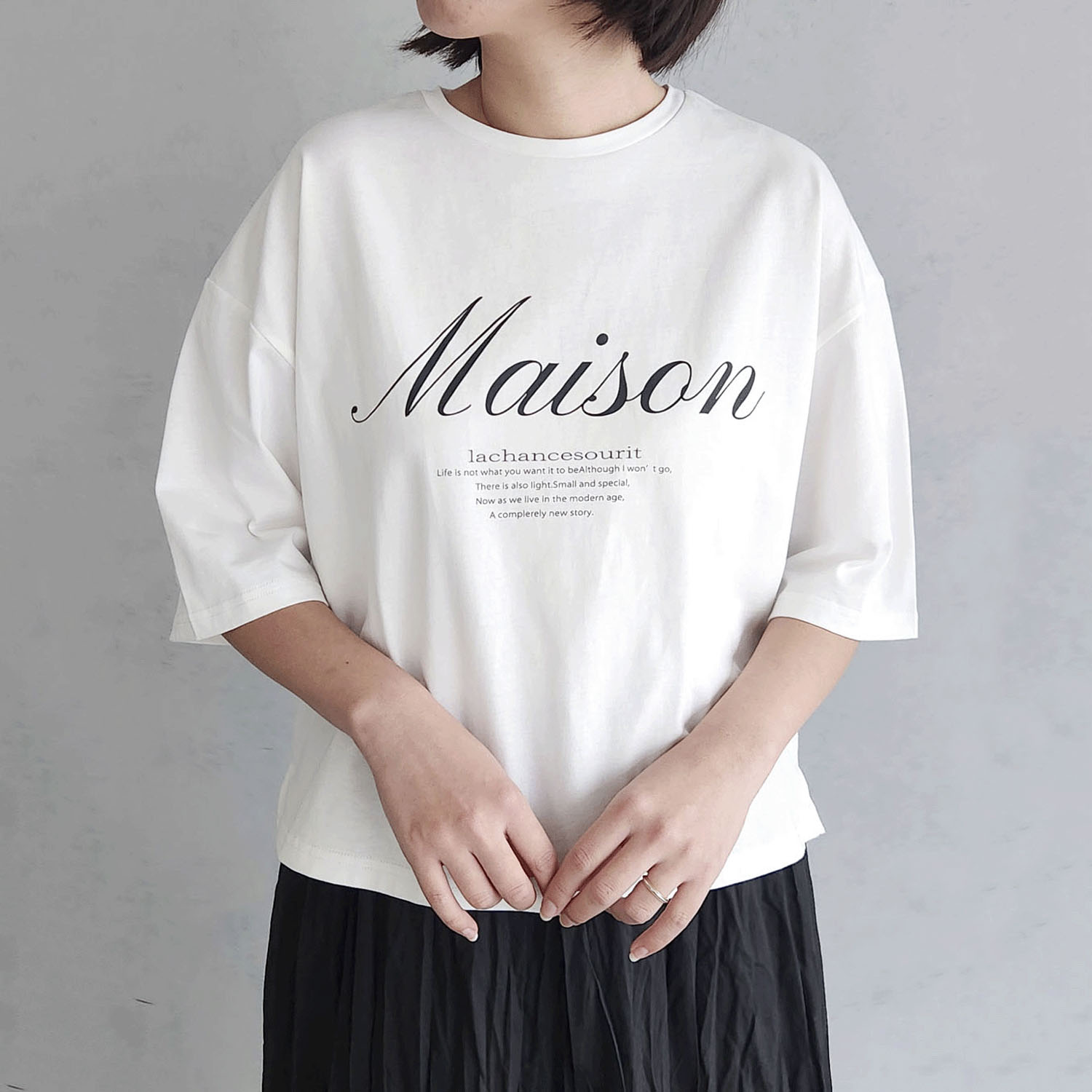 epidemique ワイド配色ロゴTシャツ - 画像1