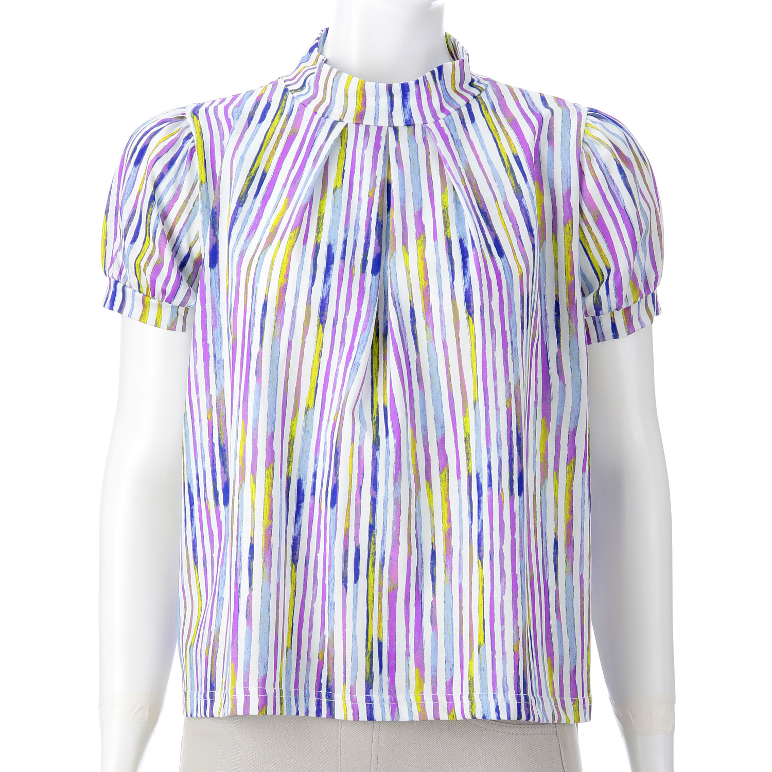 ストライププリントパフ袖カットソー - 画像3