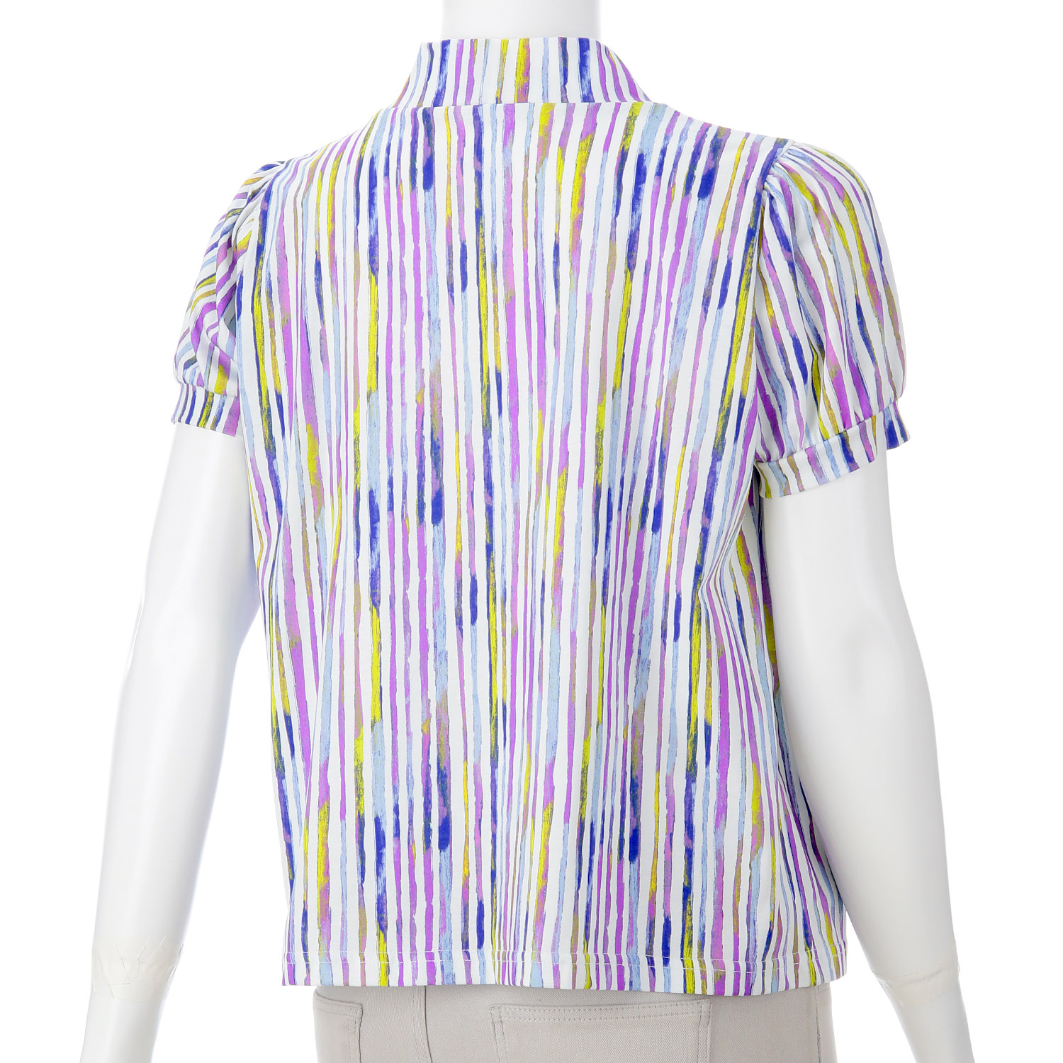 ストライププリントパフ袖カットソー - 画像4