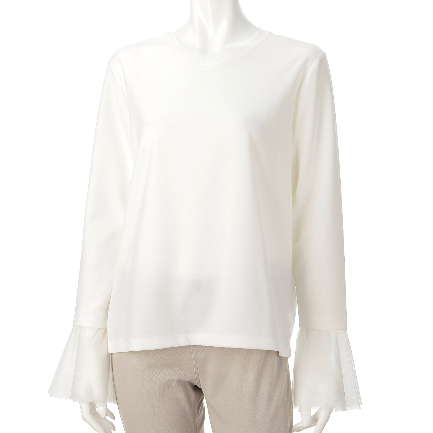 袖口チュールフリルプルオーバー - 画像1