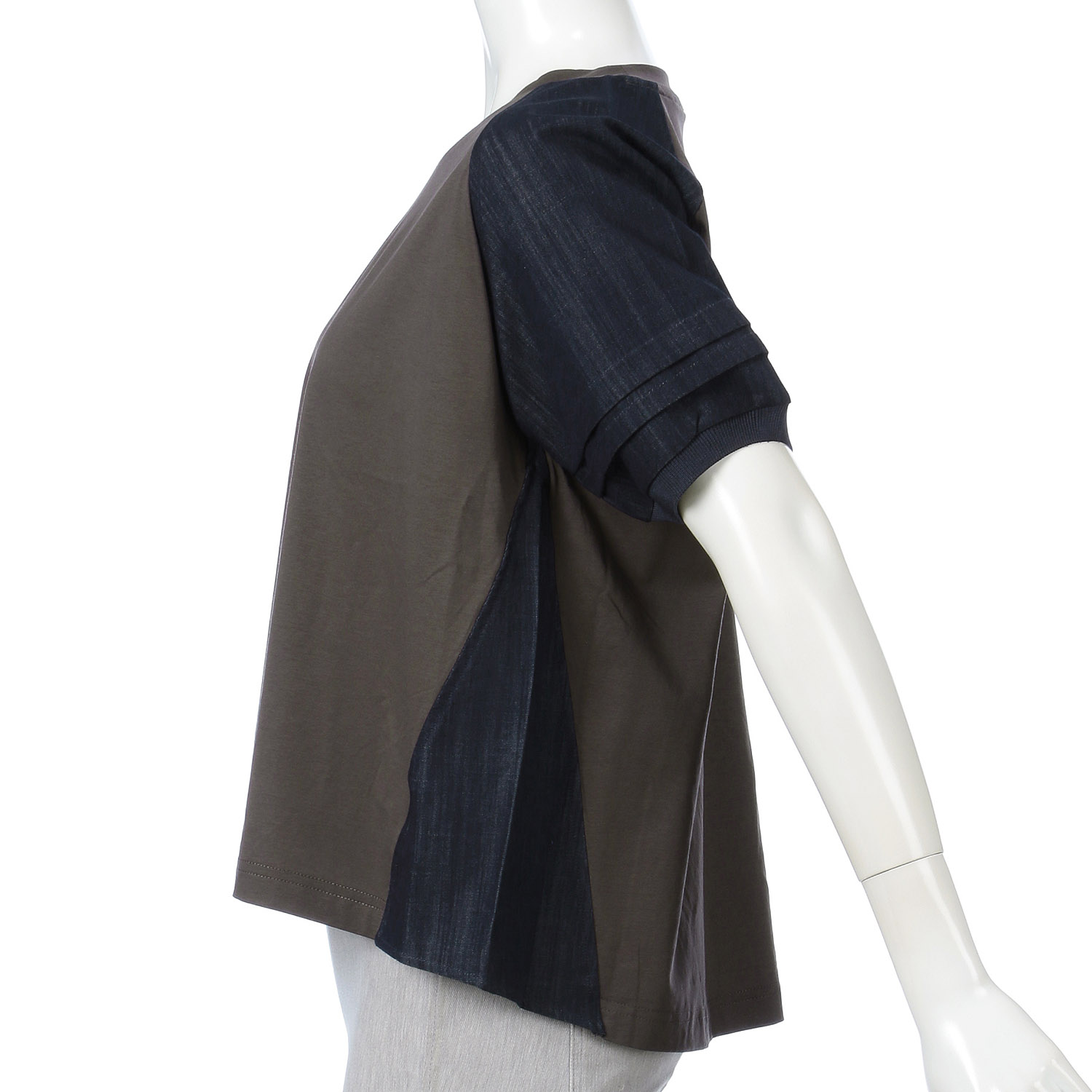 デニム風ドッキングパフスリーブプルオーバー - 画像2