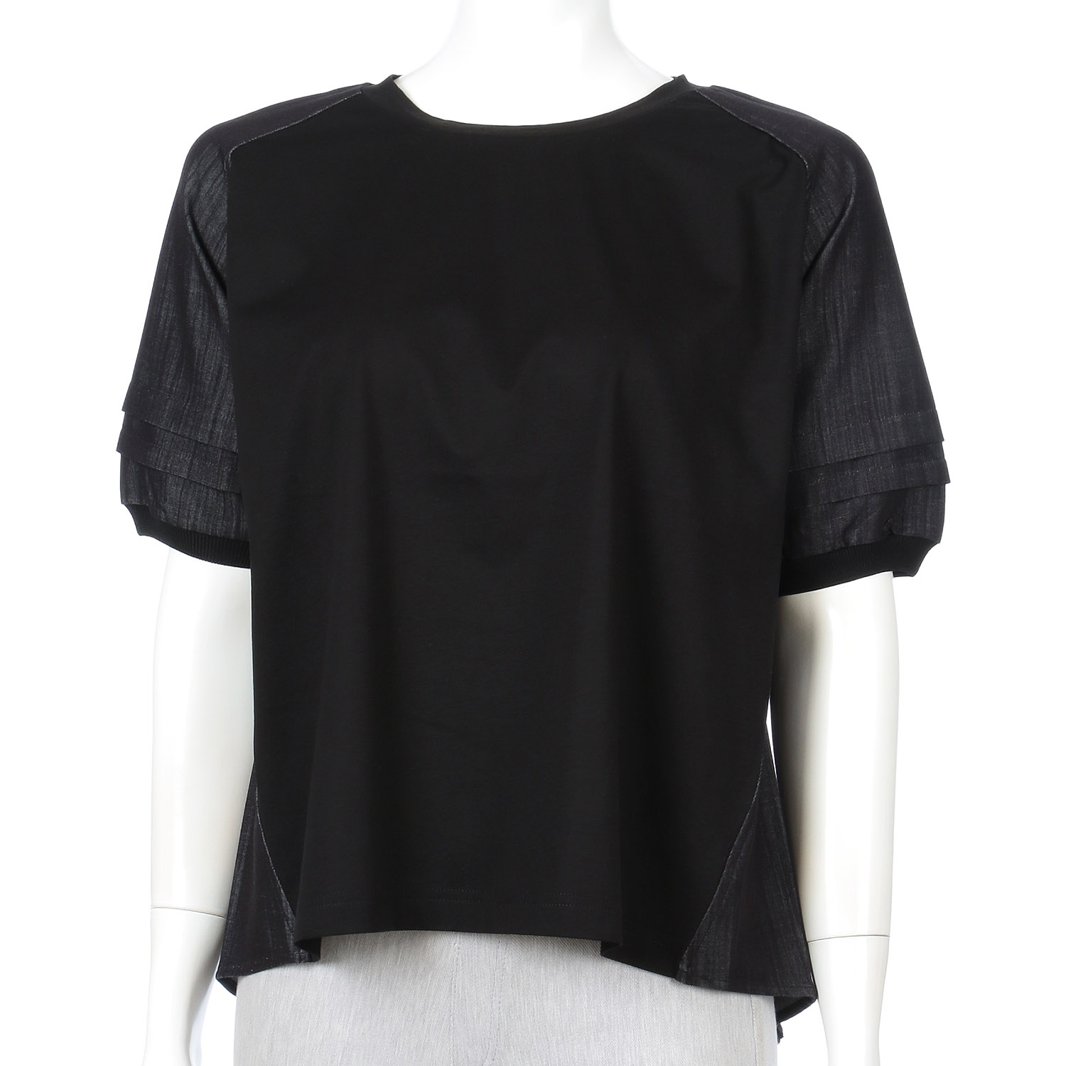 デニム風ドッキングパフスリーブプルオーバー - 画像5