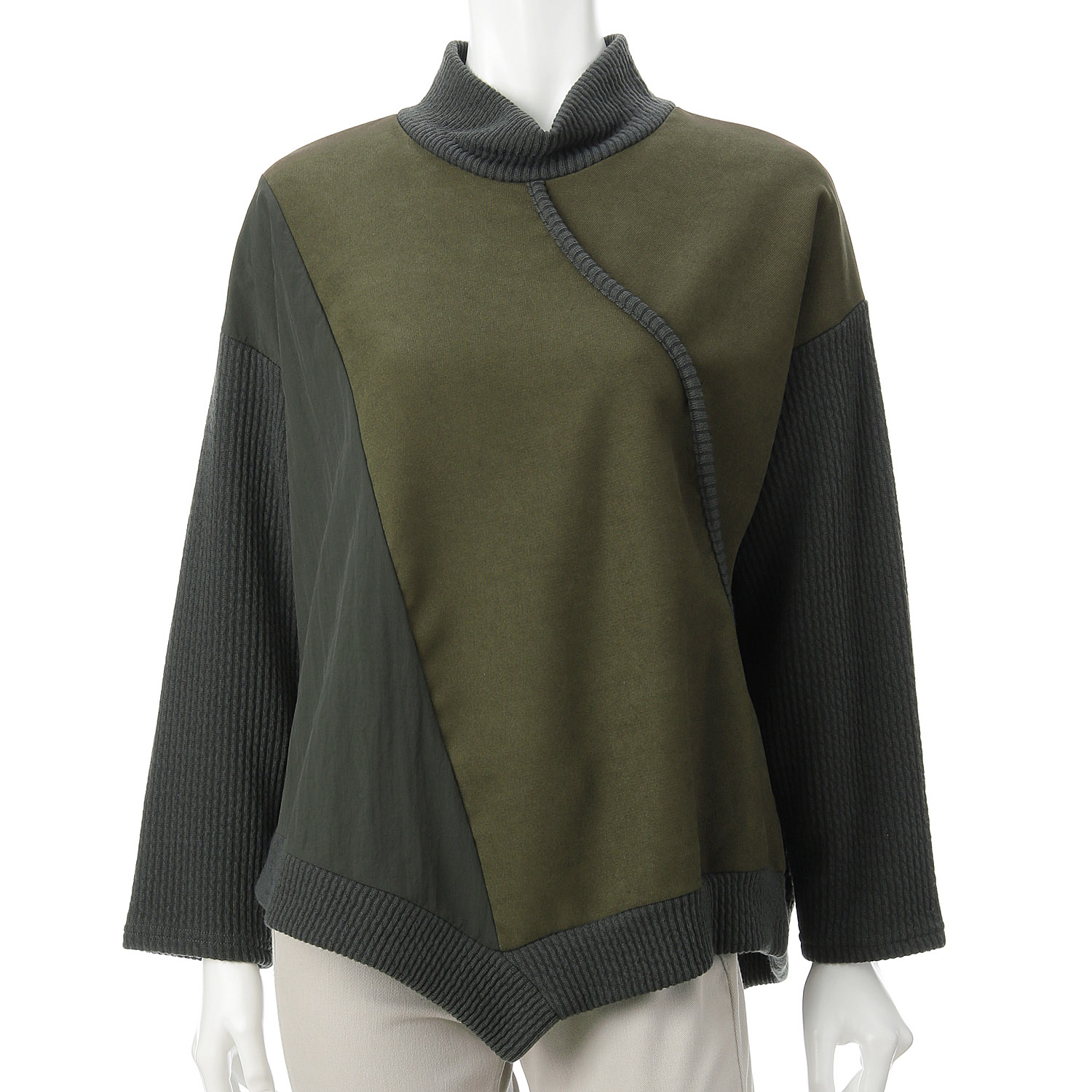 異素材切替裾アシメプルオーバー - 画像8