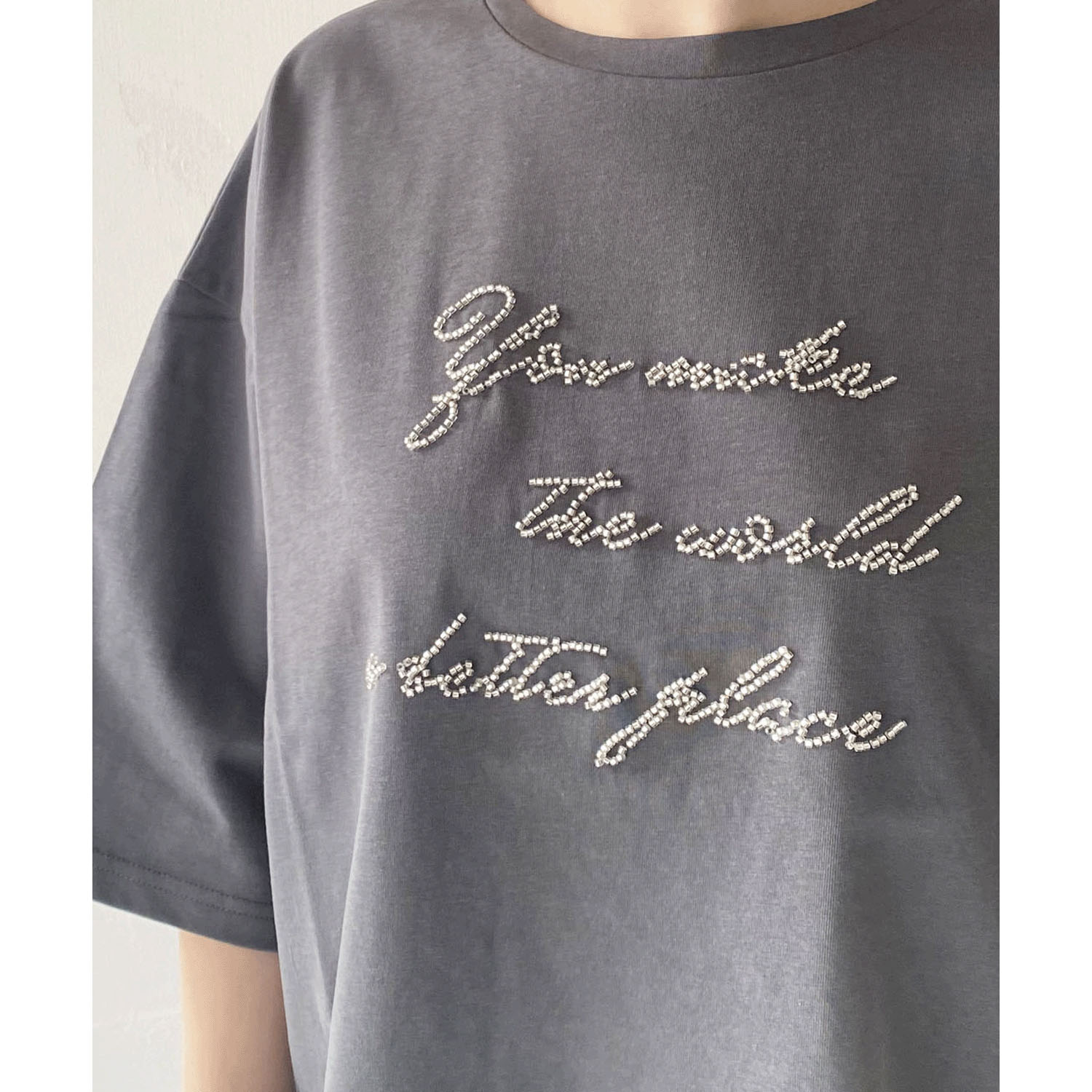 epidemique ビーズ刺繍ロゴTシャツ - 画像5