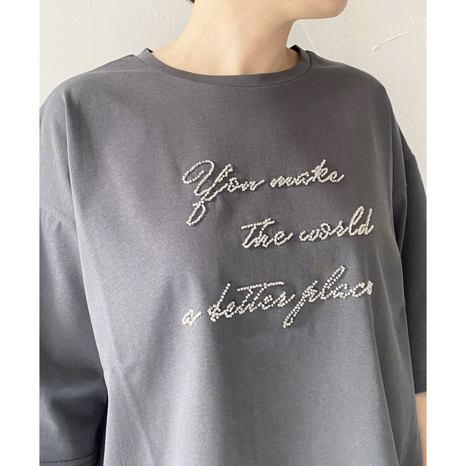 epidemique ビーズ刺繍ロゴTシャツ - 画像6