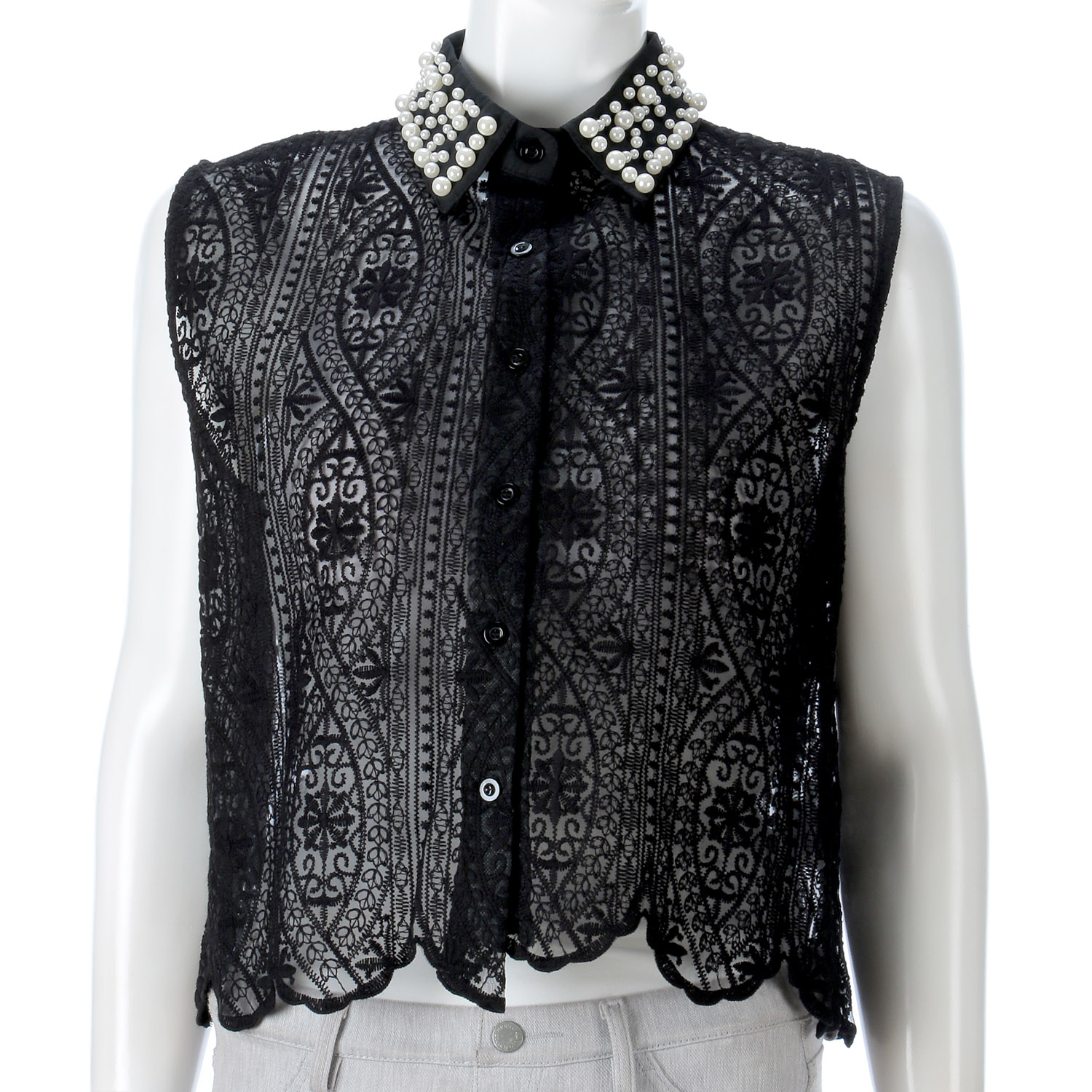 レース前開きブラウス - 画像2