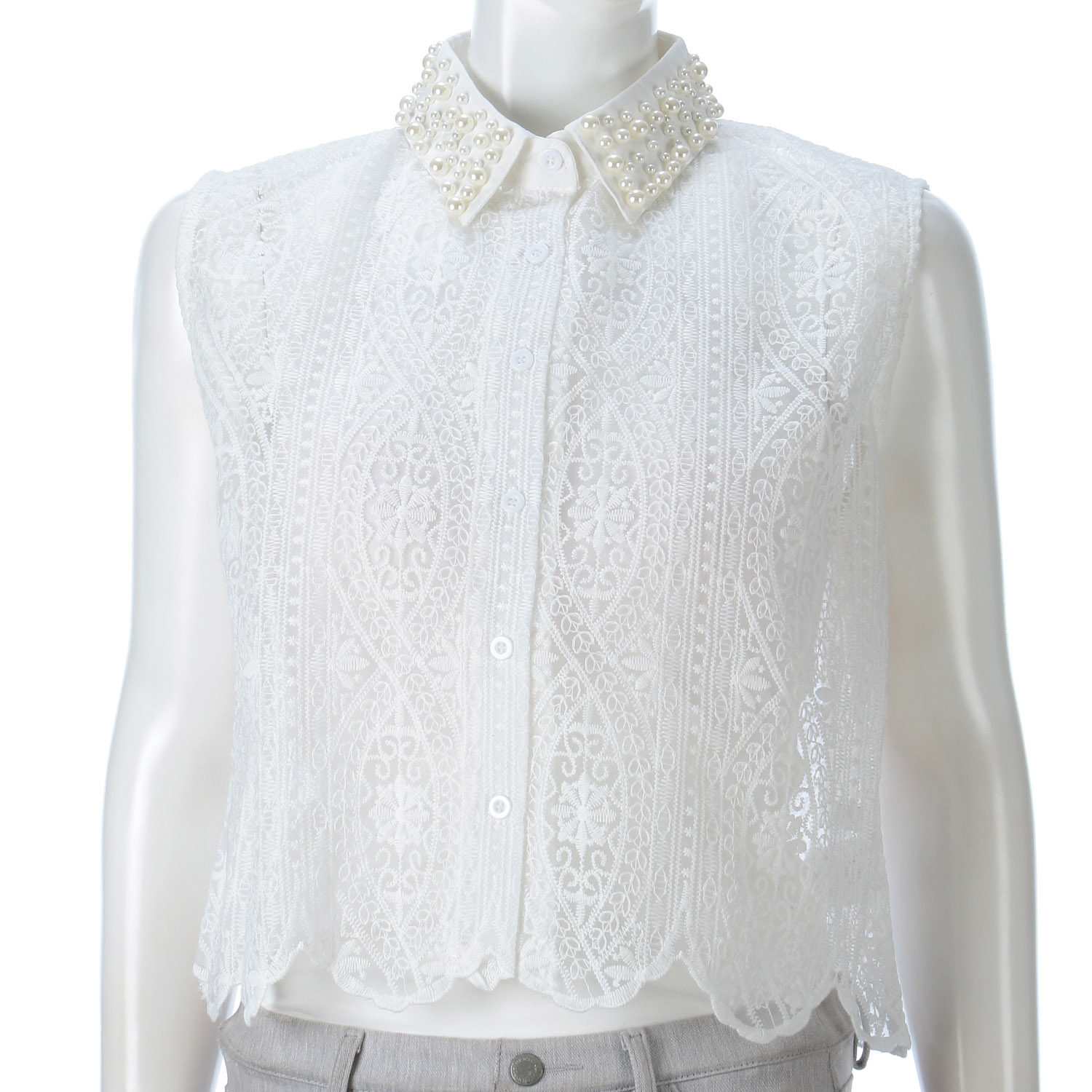 レース前開きブラウス - 画像1