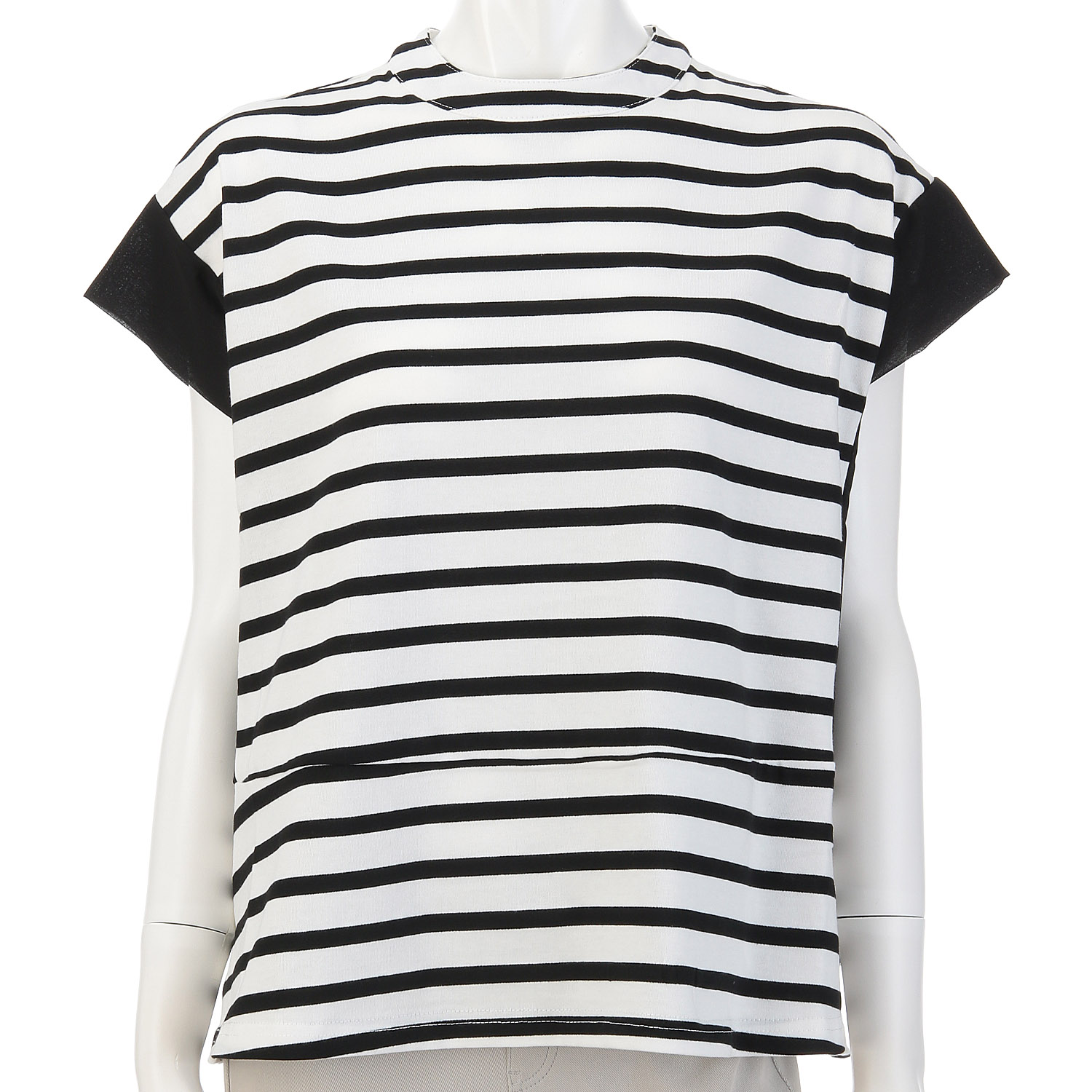 袖シフォン切替ボーダーTシャツ - 画像2