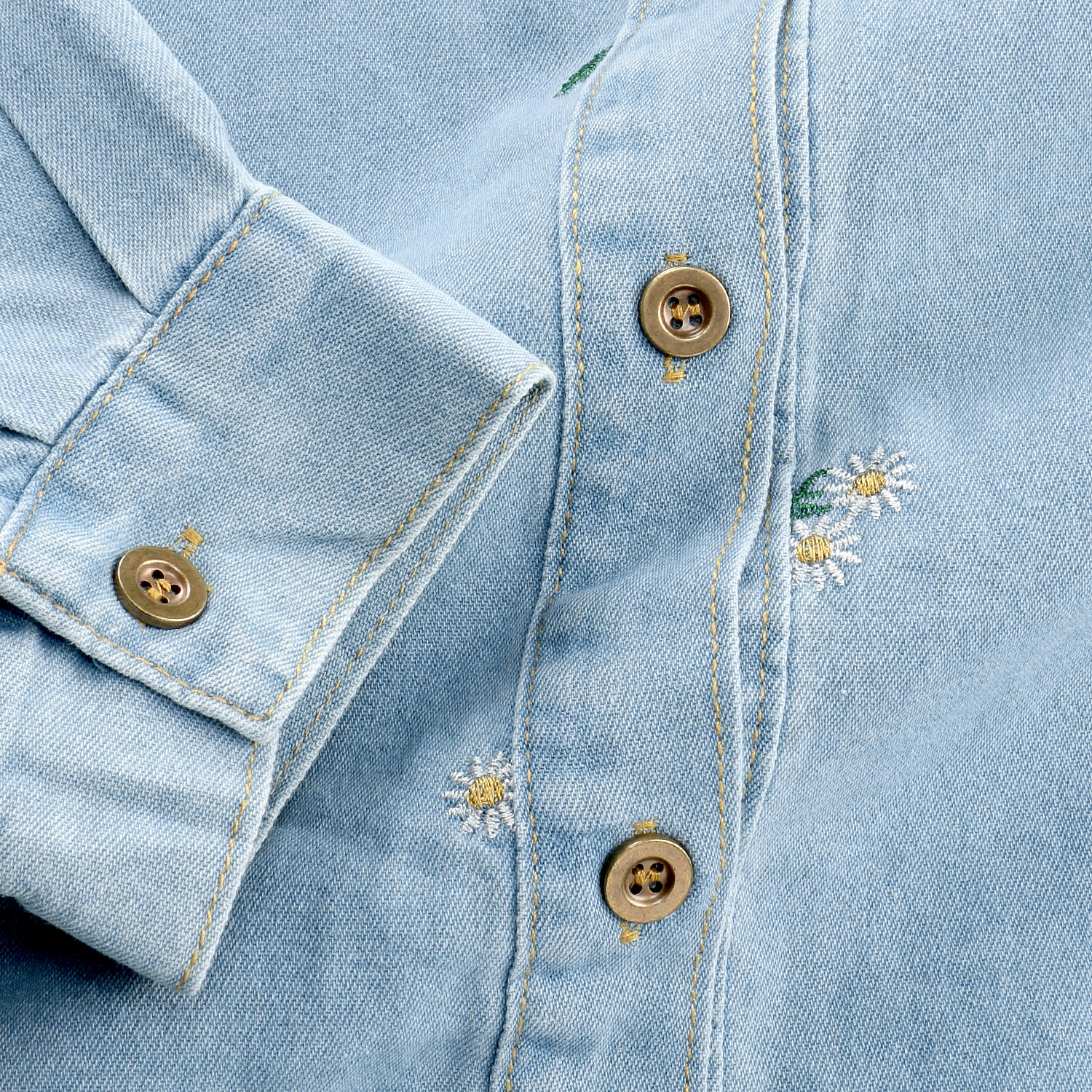 刺繍デニム長袖ブラウス - 画像4