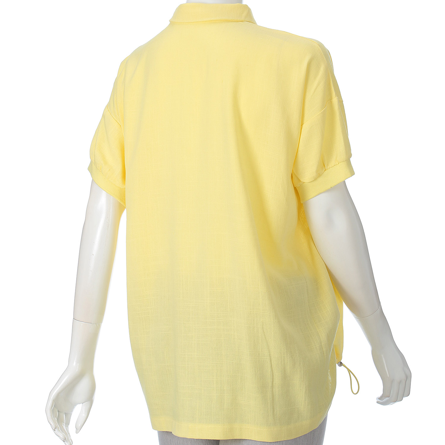 麻混襟付きデザインブラウス - 画像6