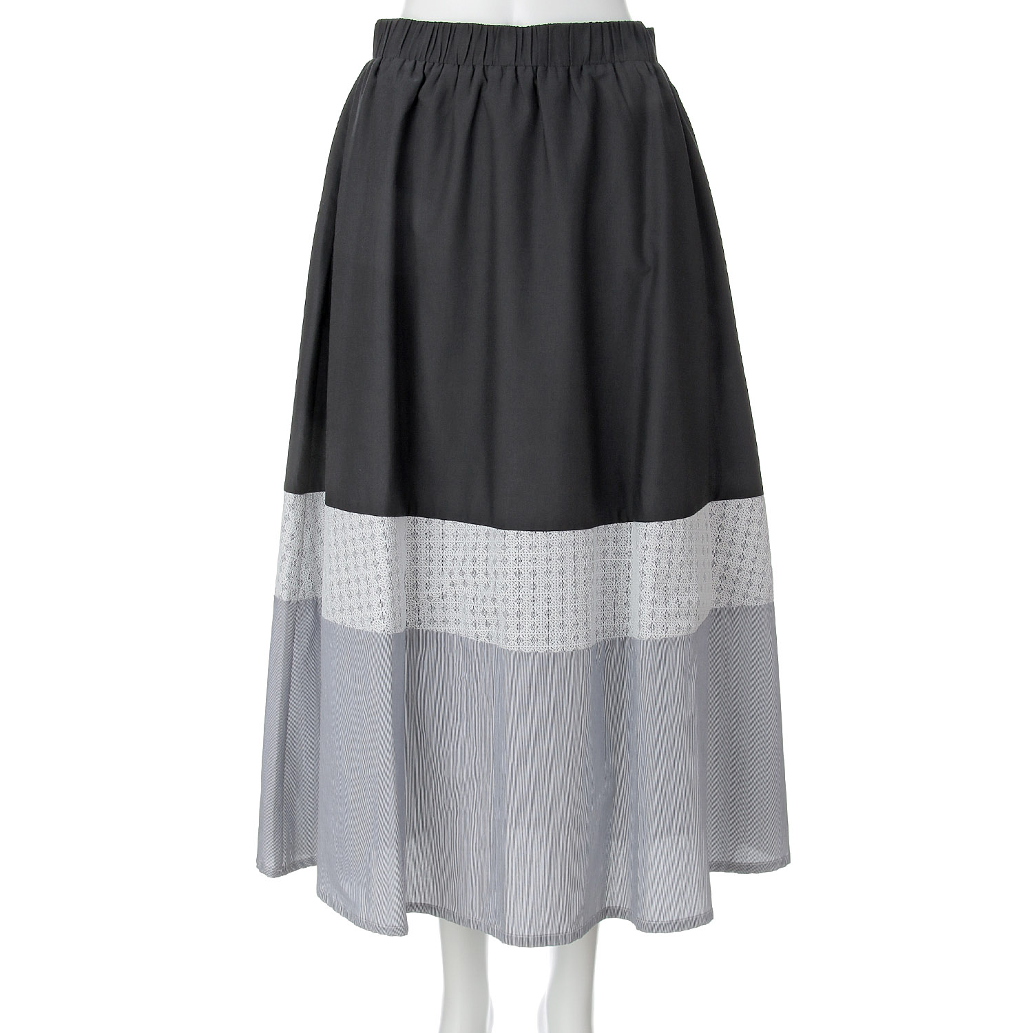 ADESSO L’ORA レースストライプドッキングスカート - 画像2