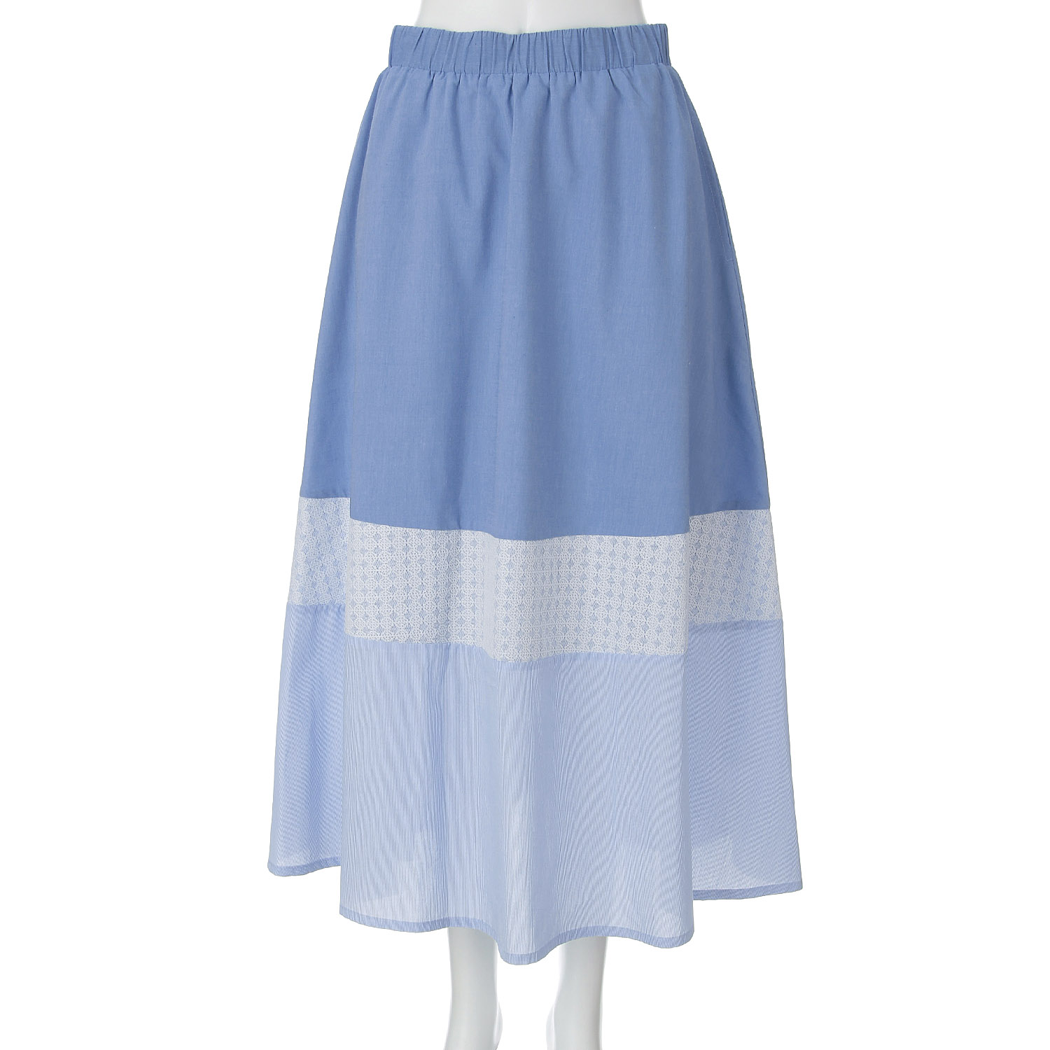 ADESSO L’ORA レースストライプドッキングスカート - 画像3