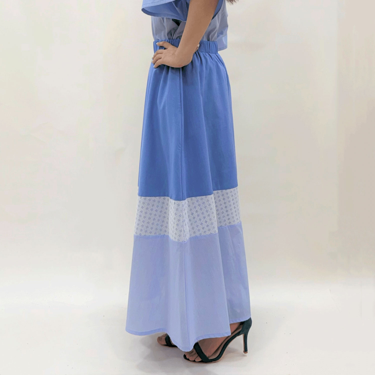 ADESSO L’ORA レースストライプドッキングスカート - 画像7