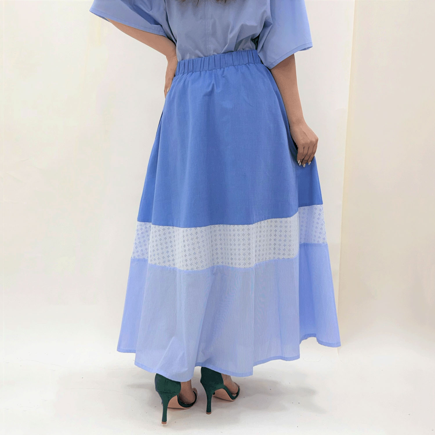 ADESSO L’ORA レースストライプドッキングスカート - 画像8